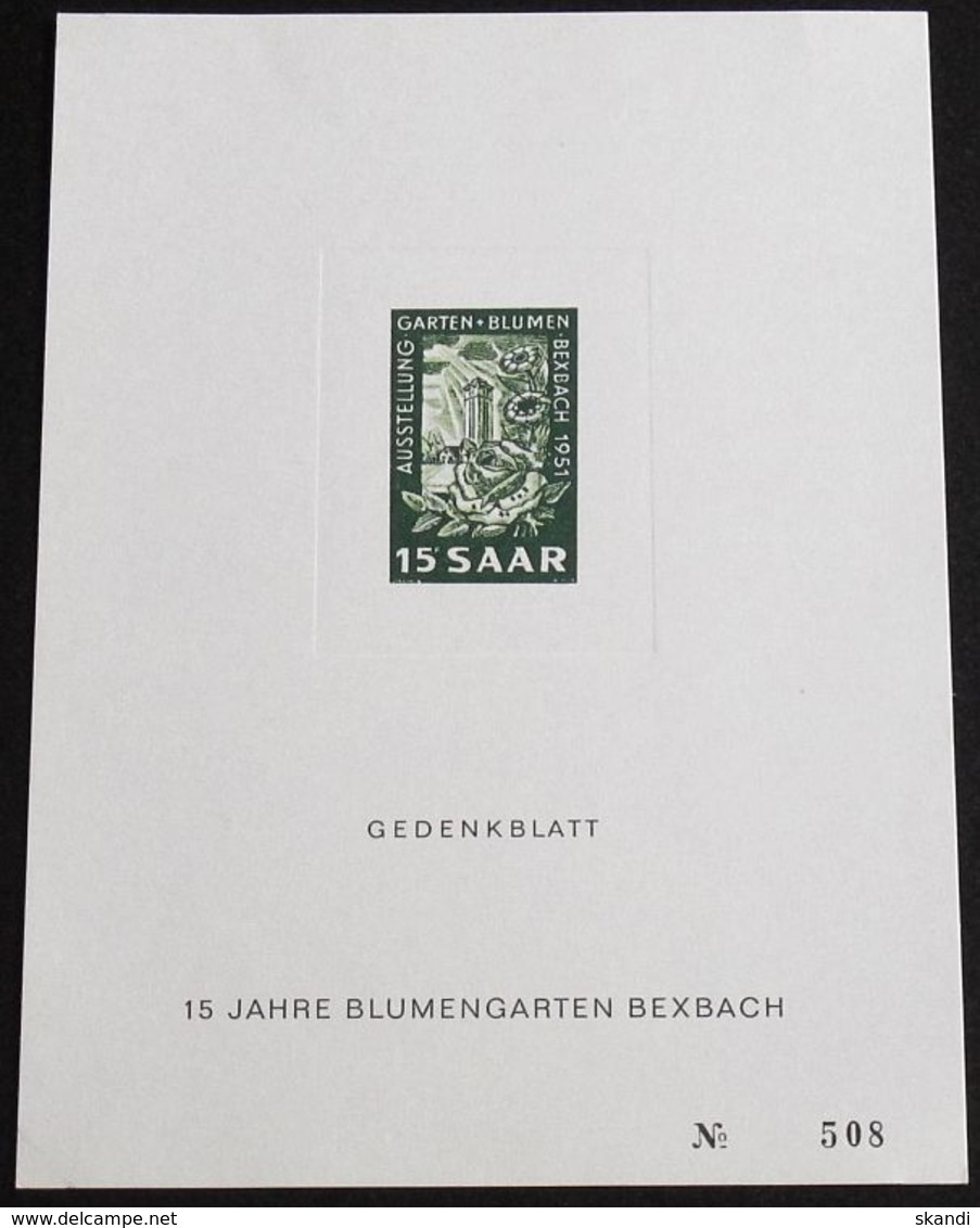 SAAR 1951 Mi-Nr. 307  Sonderdruck Auf Gedenkblatt - Briefe U. Dokumente