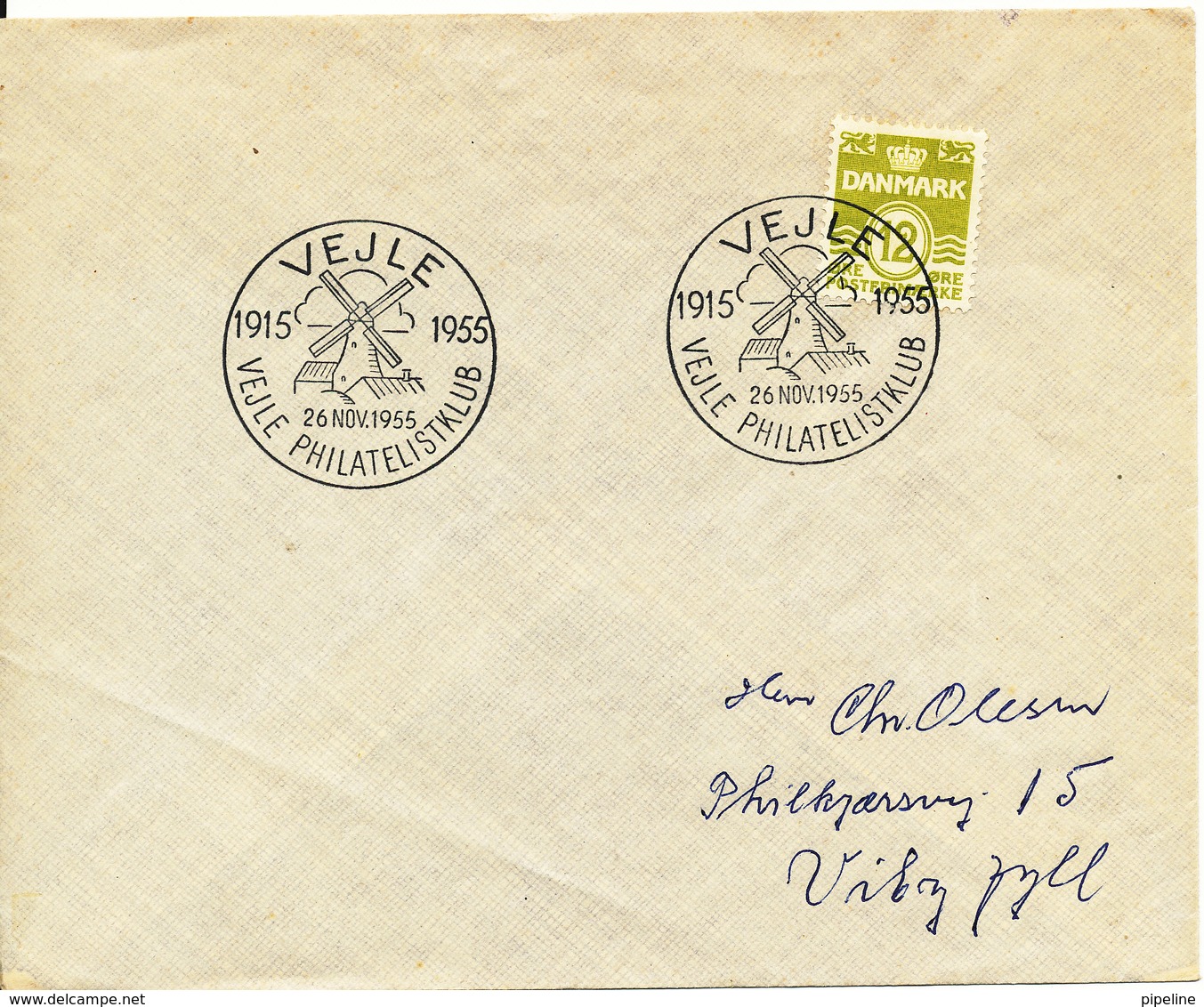 Denmark Cover Vejle 26-11-1955 Windmill In The Postmark - Covers & Documents