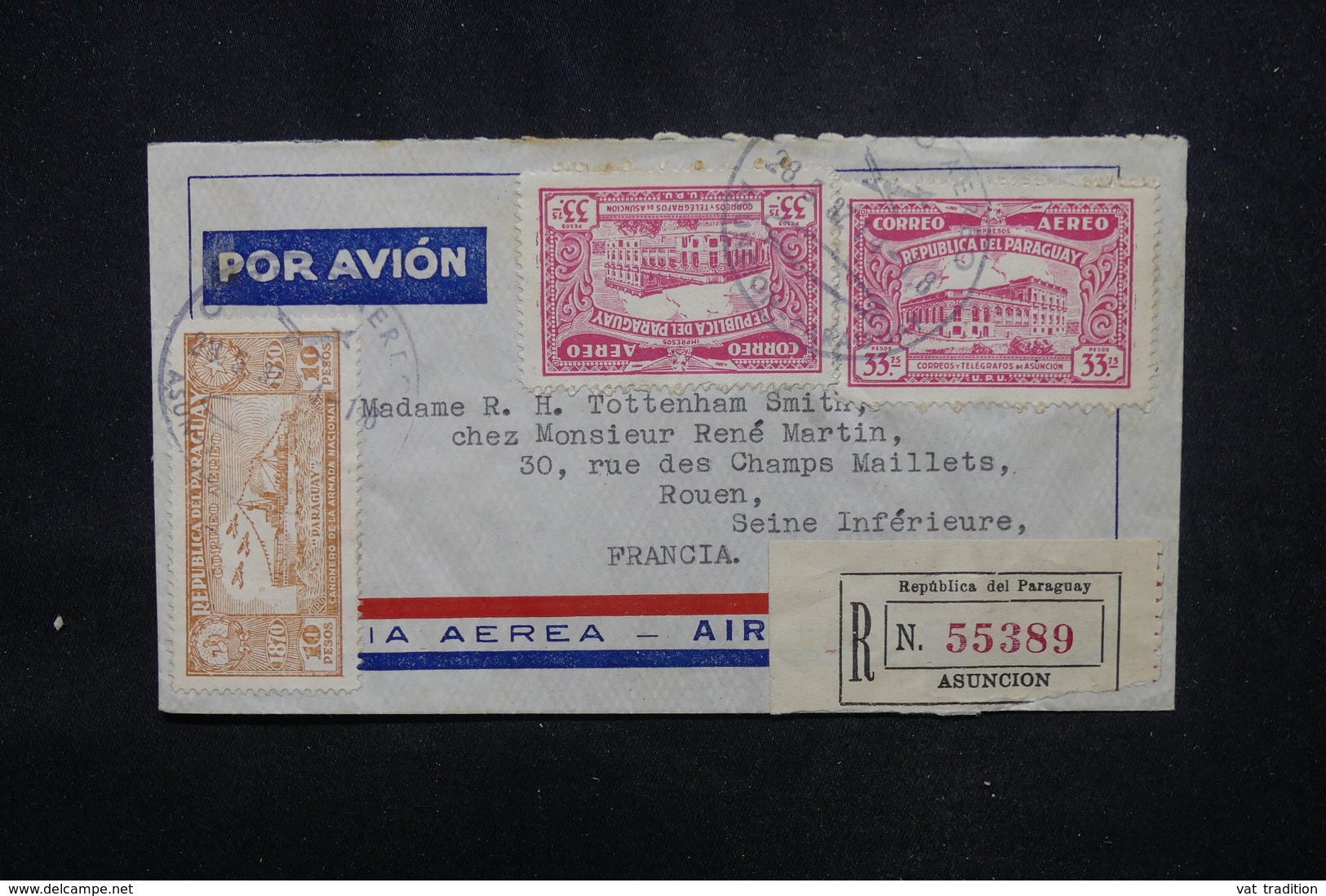 PARAGUAY - Enveloppe De Asuncion Pour La France En 1937 Par Avion, Affranchissement Et Cachet Plaisants - L 52943 - Paraguay