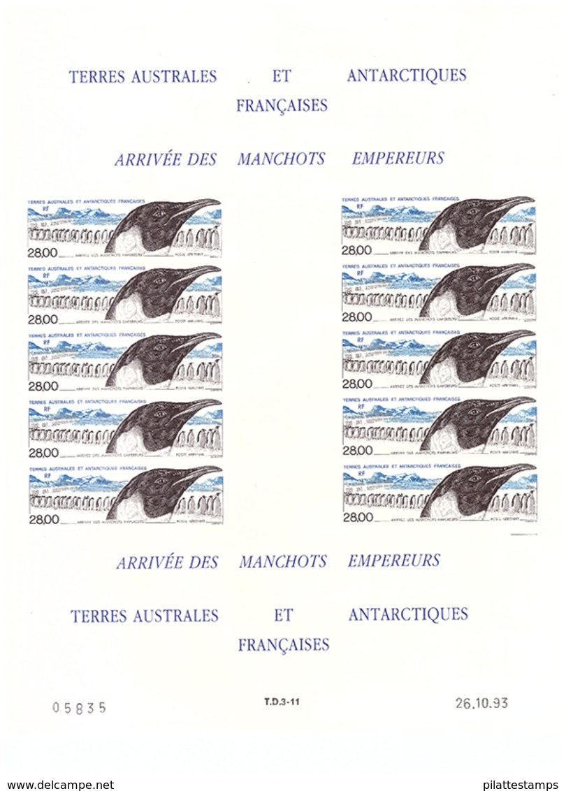 TERRES AUSTRALES PA N°133** OISEAU,MANCHOT FEUILLE NON DENTELEE - Imperforates, Proofs & Errors