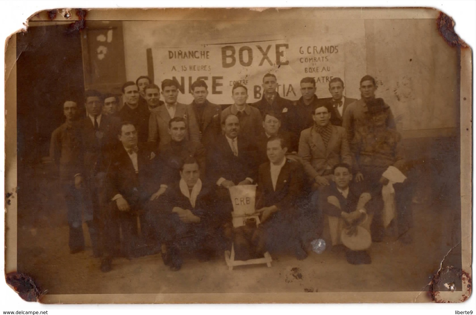 Nice C.1930 ? Avant Le Match De Boxe Contre Bastia Au Theatre... Carte Photo CRB - Autres & Non Classés