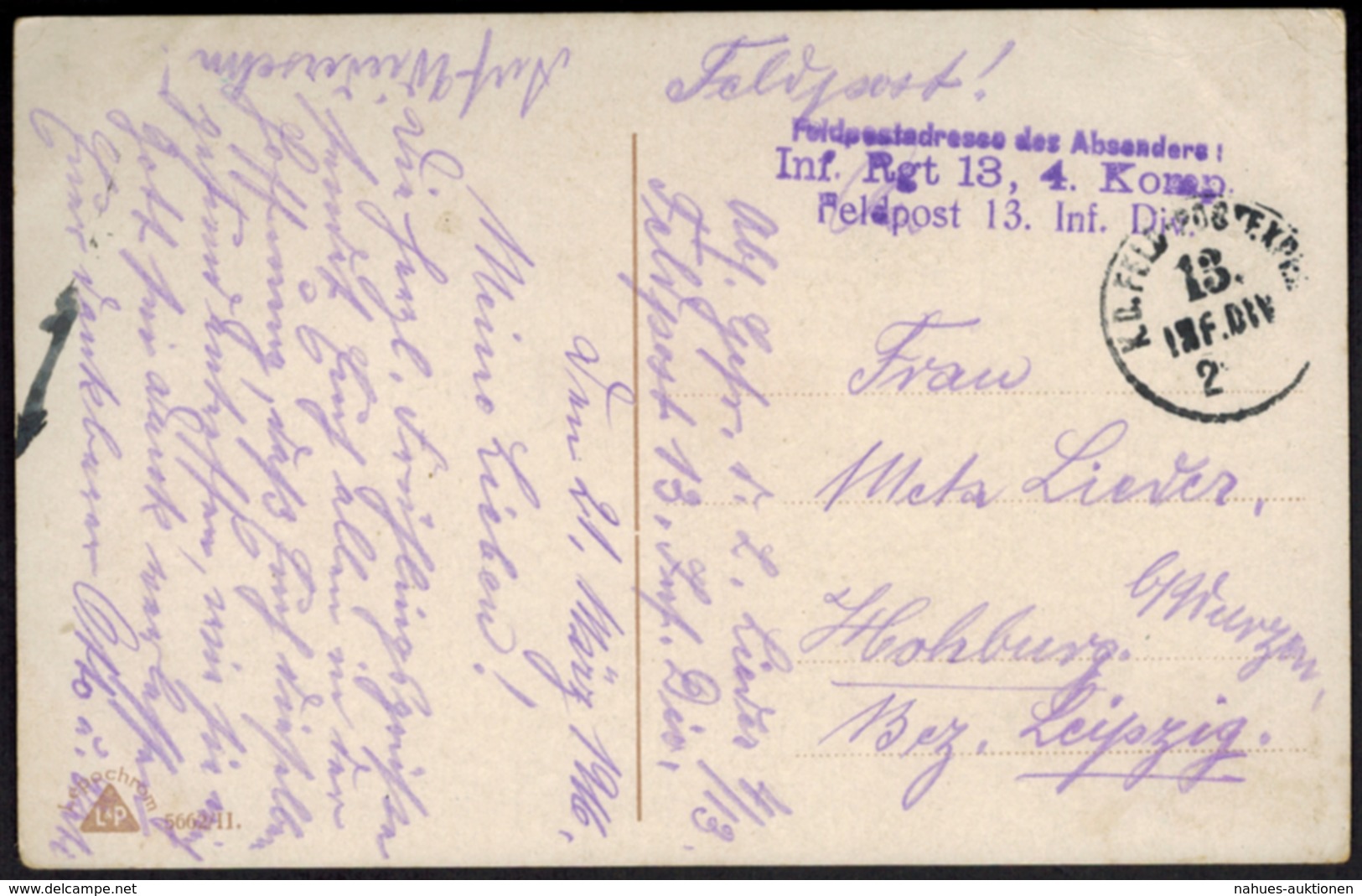 Ansichtskarte I. WK. Feldpost Spruch Körner 1916 - War 1914-18