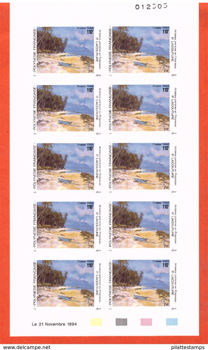 POLYNESIE N°468/71** TABLEAUX,PEINTURE FEUILLES NON DENTELEES - Imperforates, Proofs & Errors