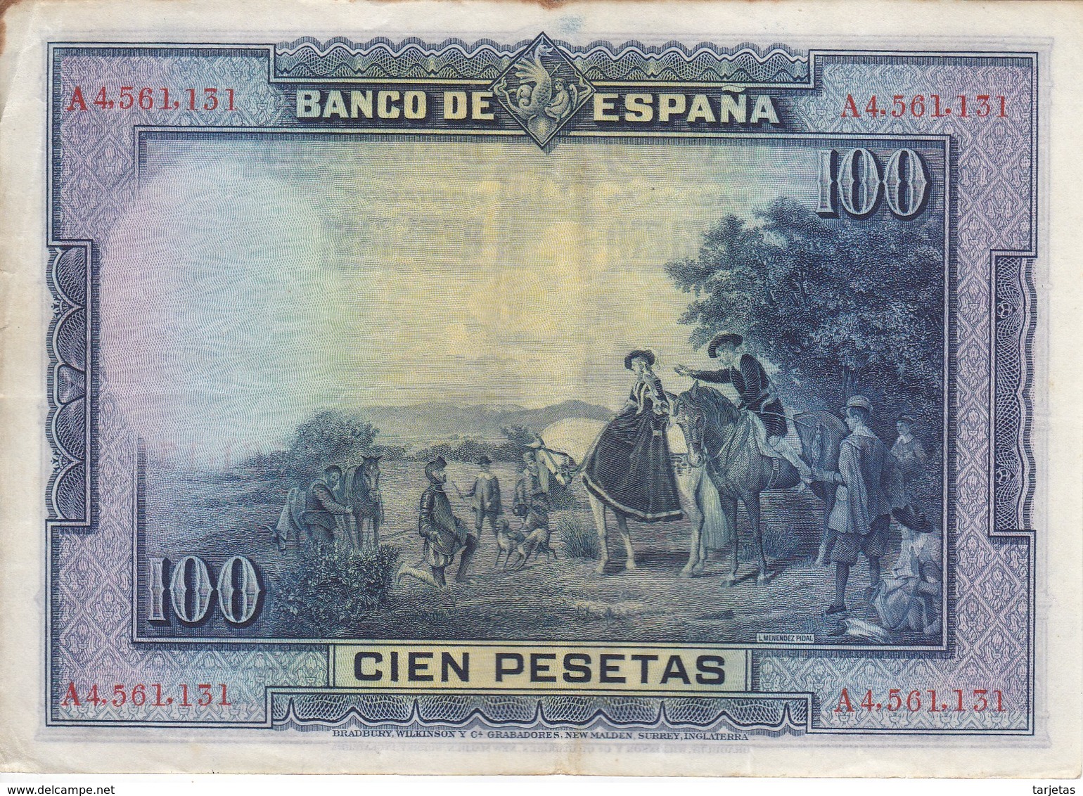 BILLETE DE 100 PTAS DEL AÑO 1928 SERIE A EN CALIDAD MBC (VF)  (BANKNOTE) - 100 Pesetas