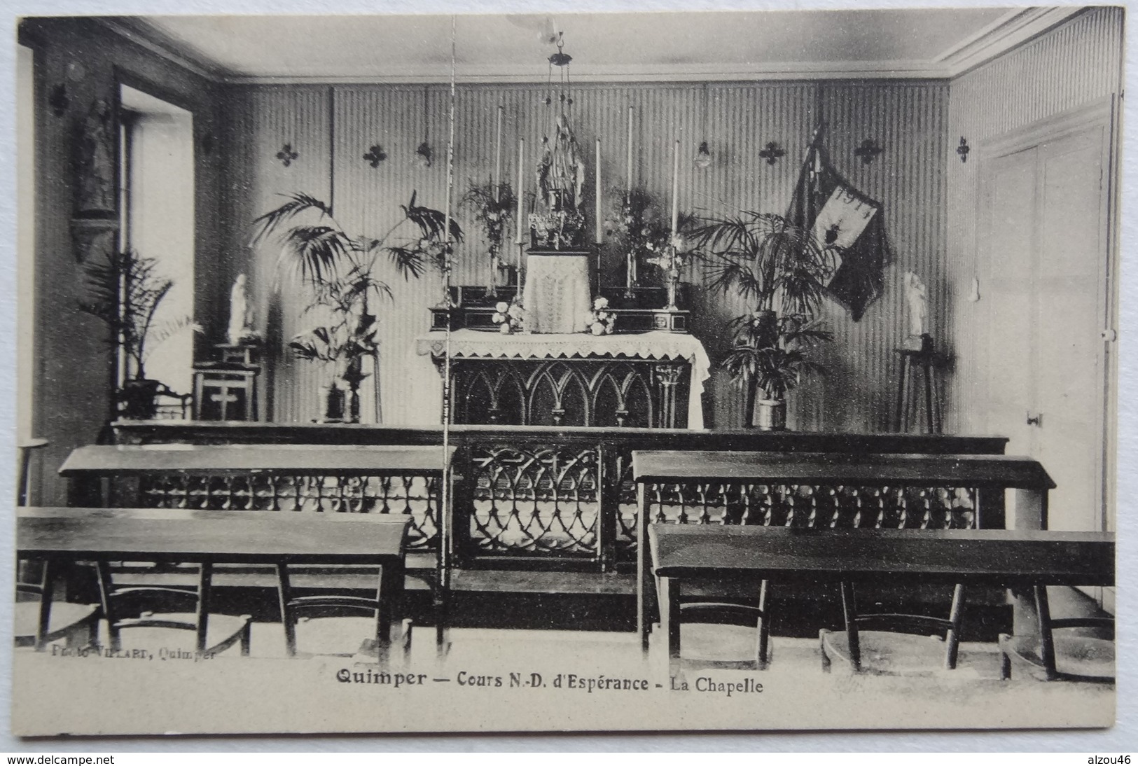 Lot 4 Cpa Quimper, Cours Notre Dame D'Espérance, Salle De Classe, Chapelle, Salon, étude - éditeur Villard - Quimper