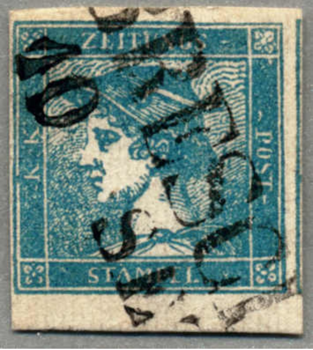 Gest. 0,6 Kr, Blau, BLAUER MERKUR, Type Ib, Gerippt, Lose Gestempelt BRESCIA, Prachtstück!. Estimate 200€. - Otros & Sin Clasificación