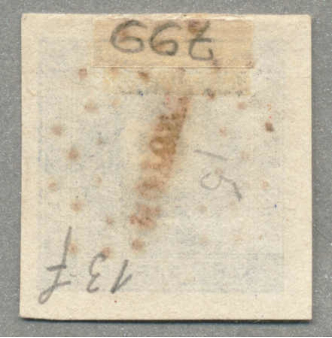 Gest. 1858, 1 D., Blue, With Type 24 Cancel (see G. Lamy - Peru Cancellations) In RED. Unidentified Cancel. Previous Own - Peru