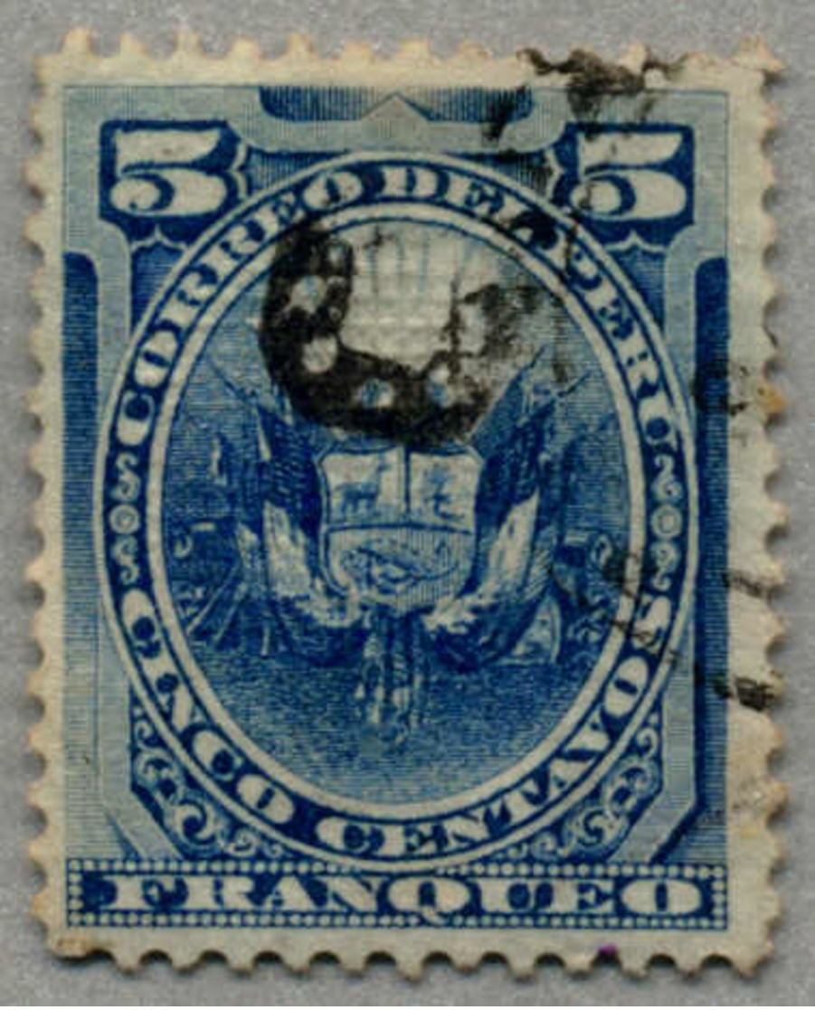 Gest. 1884, 5 C., Blue, Peru Local Post During Chilenian Occupation, Black Opt, Used, VF!. Estimate 140€. (Michel: 3) - Peru