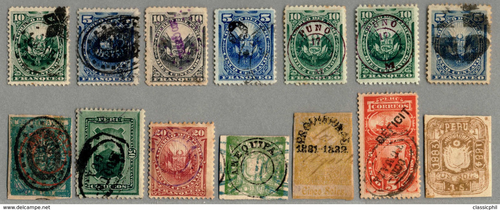 */gest./o. Gummi 1881, Lot Of Provisional Issues, Enclosed Are ANCACHS/MOQUEGUA/CHACHAPOYAS/PUNO/AREQUIPA And Further Mo - Peru