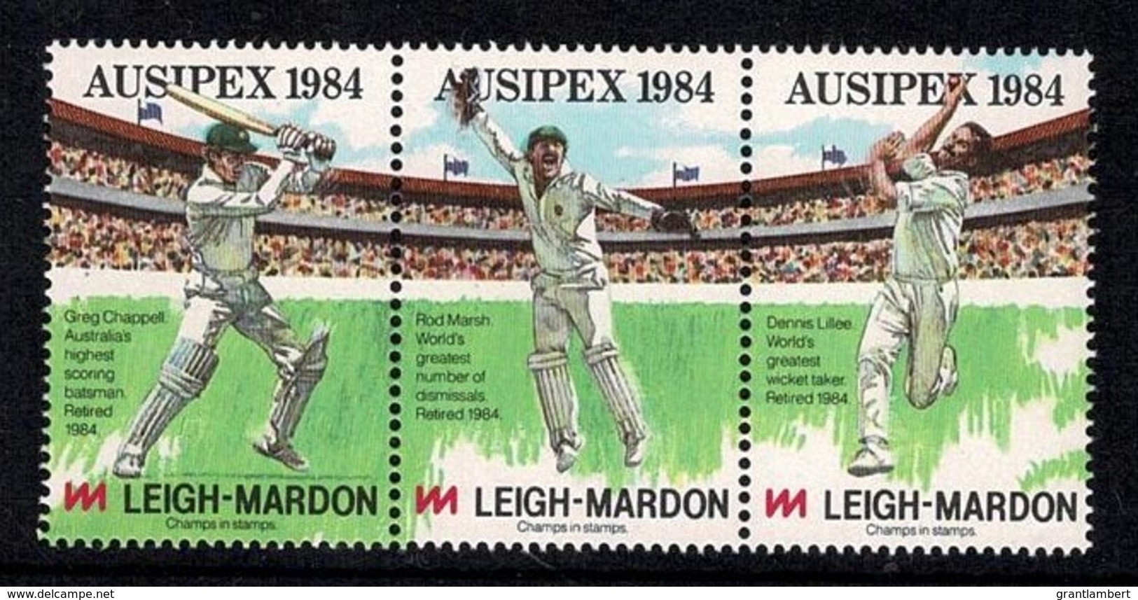 Australia 1984 AUSIPEX Cricket - Leigh-Mardon Strip Of 3 MNH - Cinderella - Cinderellas