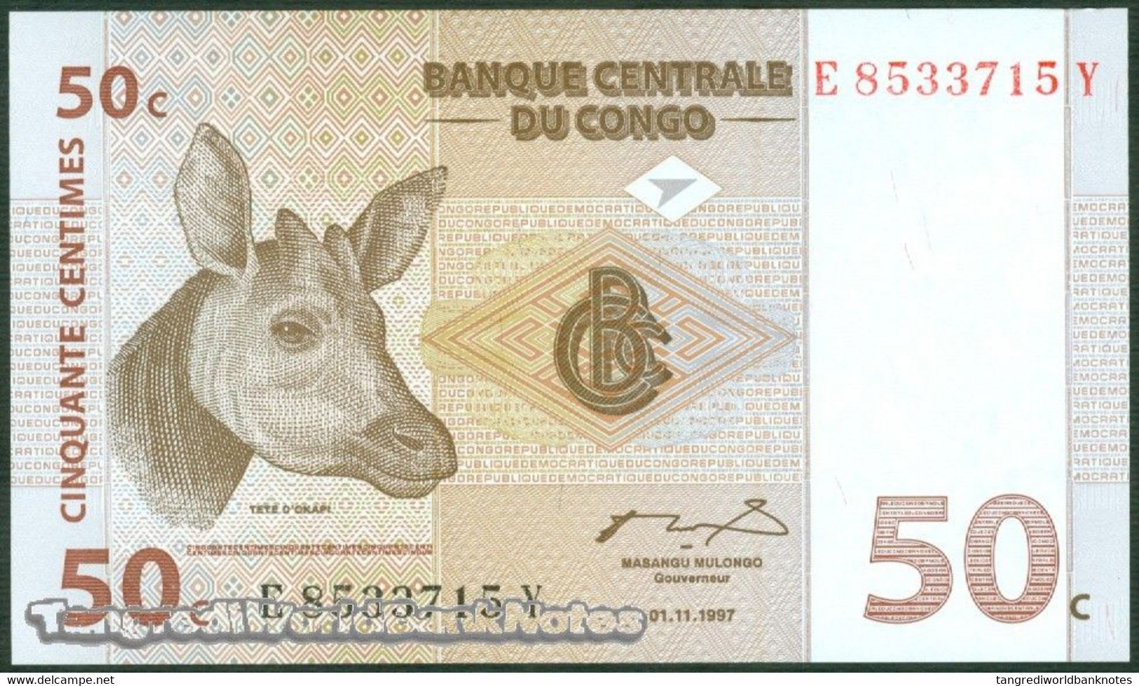 TWN - CONGO DEM. REP. 84A - 50 Centimes 1.11.1997 E-Y (ATB) UNC - Repubblica Democratica Del Congo & Zaire