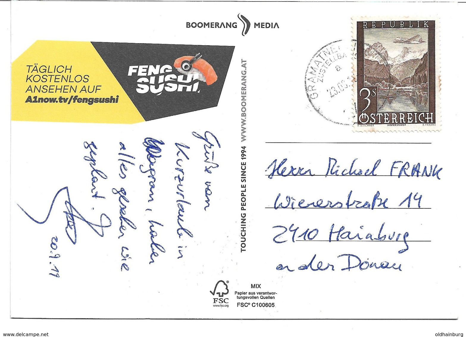 1618q: Fakeverwendung Der 3.- S Luftpostmarke 1947 (ungültig !) 23.09.19 Zustellbasis 2440 Gramatneusiedl - Bruck An Der Leitha