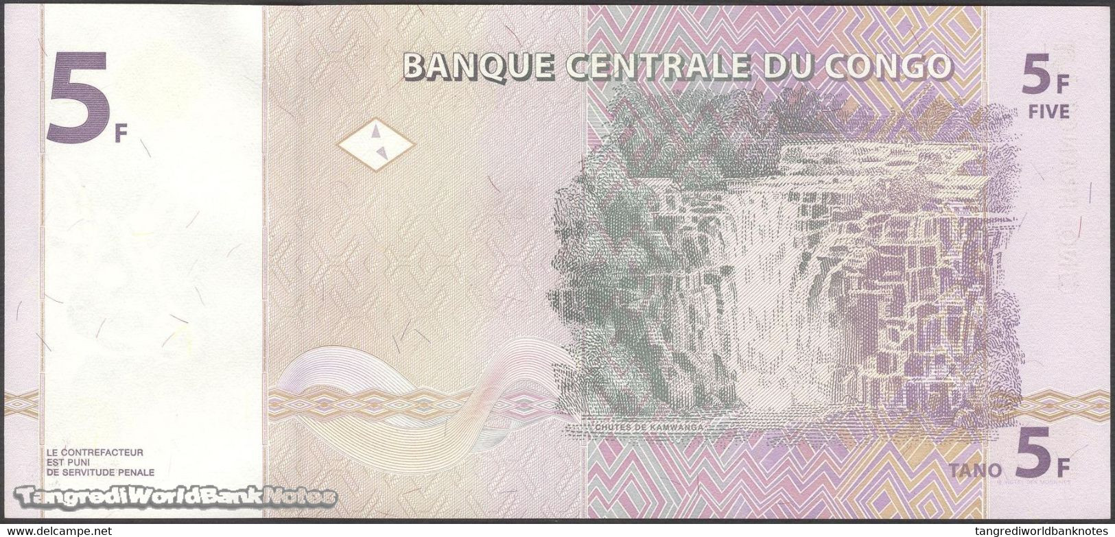 TWN - CONGO DEM. REP. 86A - 5 Francs 1.11.1997 Very Low Serial G 0000XXX G - Printer: Hôtel Des Monnaies, Kinshasa﻿ UNC - República Democrática Del Congo & Zaire