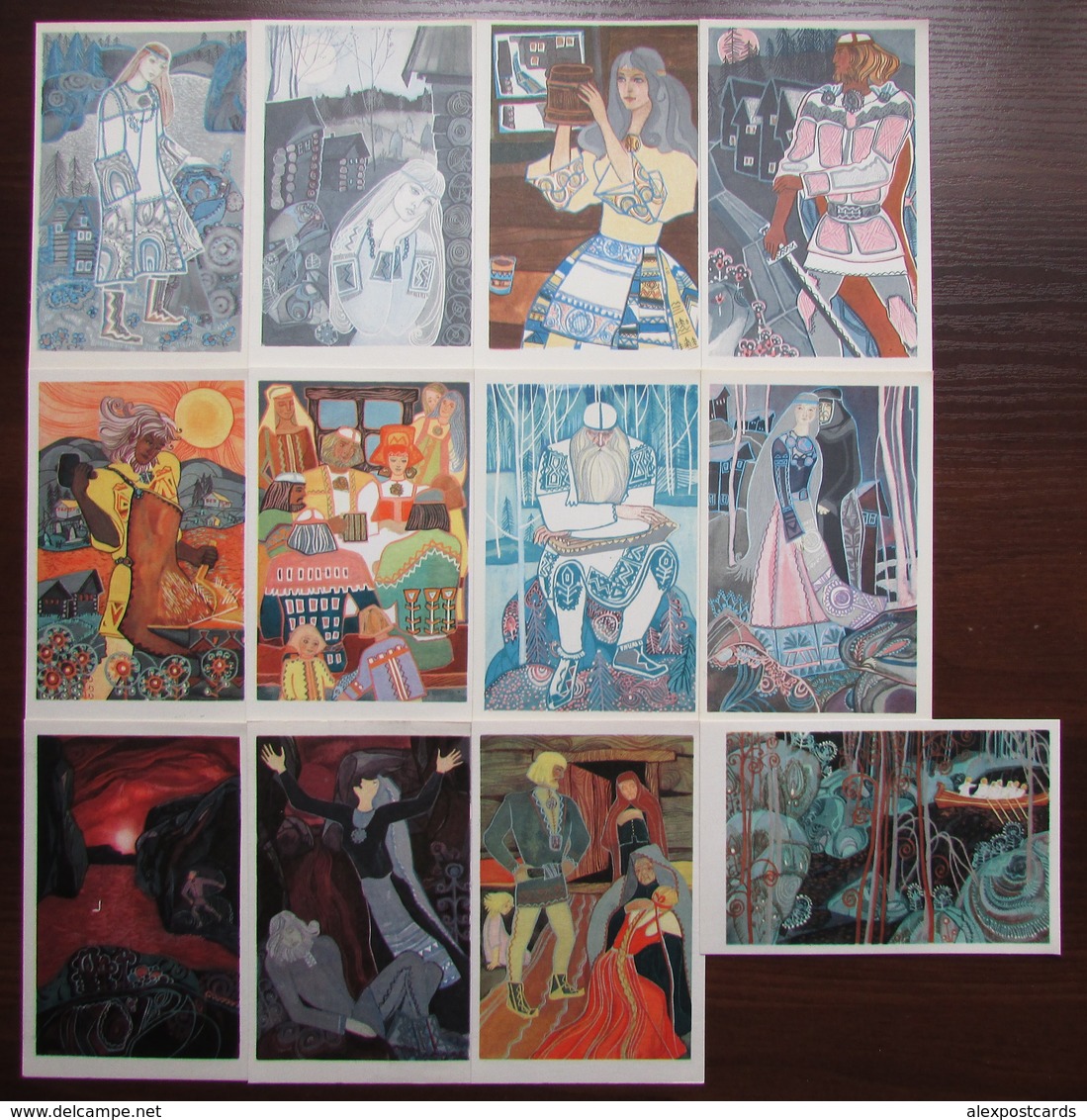 KALEVALA. KARELIAN And FINNISH EPIC POETRY. Set Of 12 Postcards In Folder. USSR, 1970 - Contes, Fables & Légendes