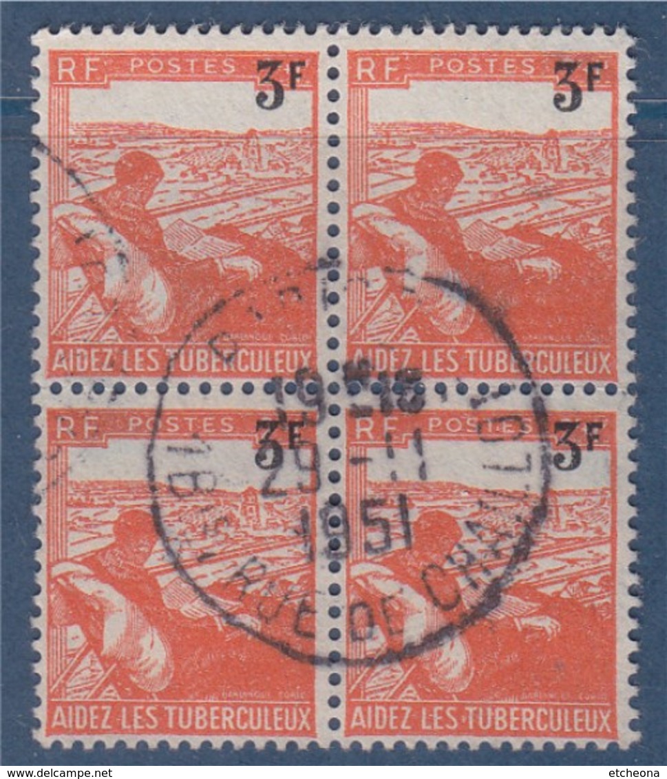 = Bloc De 4 Timbres Au Profit Des Tuberculeux Oblitéré N°750 Le 3f Sur 2f + 1f Orange (type Du 736) - Otros & Sin Clasificación