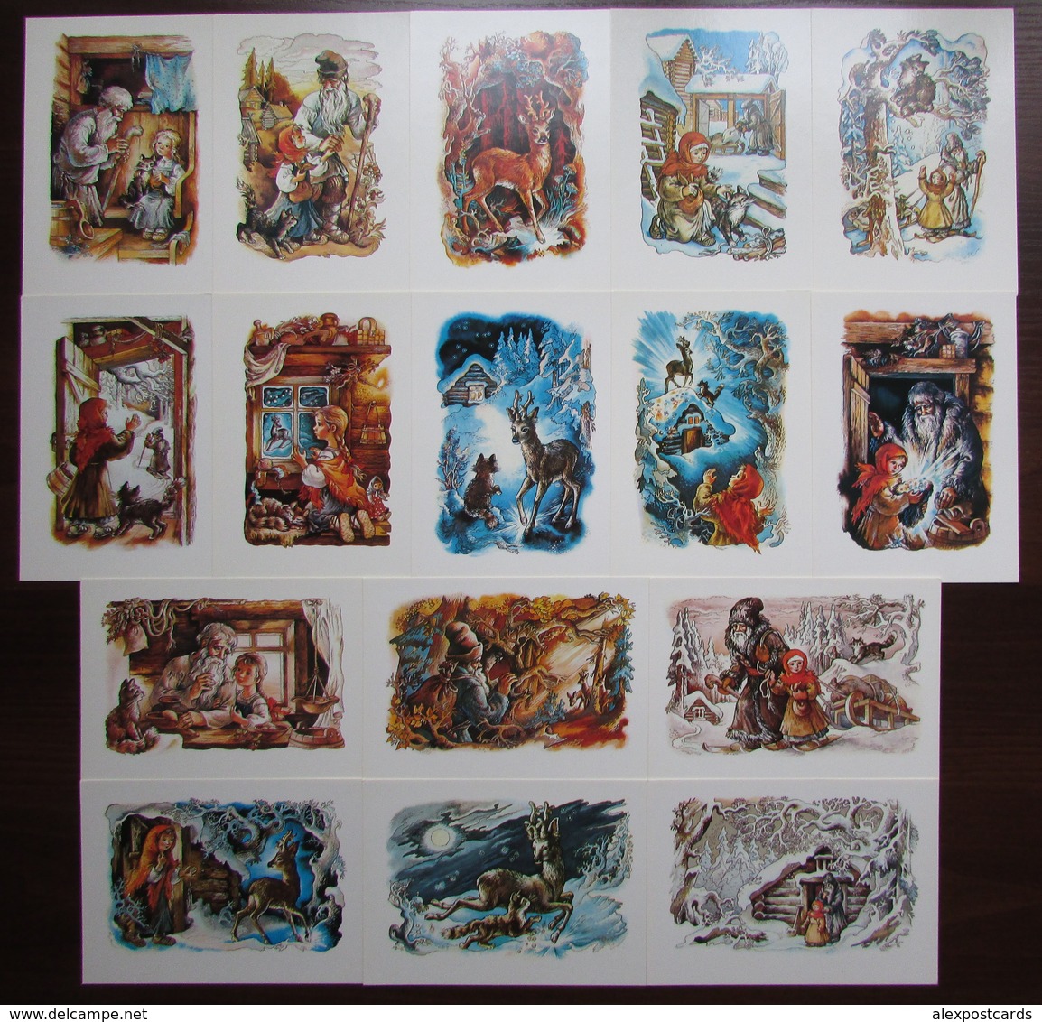 SILVER HOOF. FAIRY TALE By PAVEL BAZHOV. Set Of 16 Postcards In Folder. USSR, 1985 - Contes, Fables & Légendes