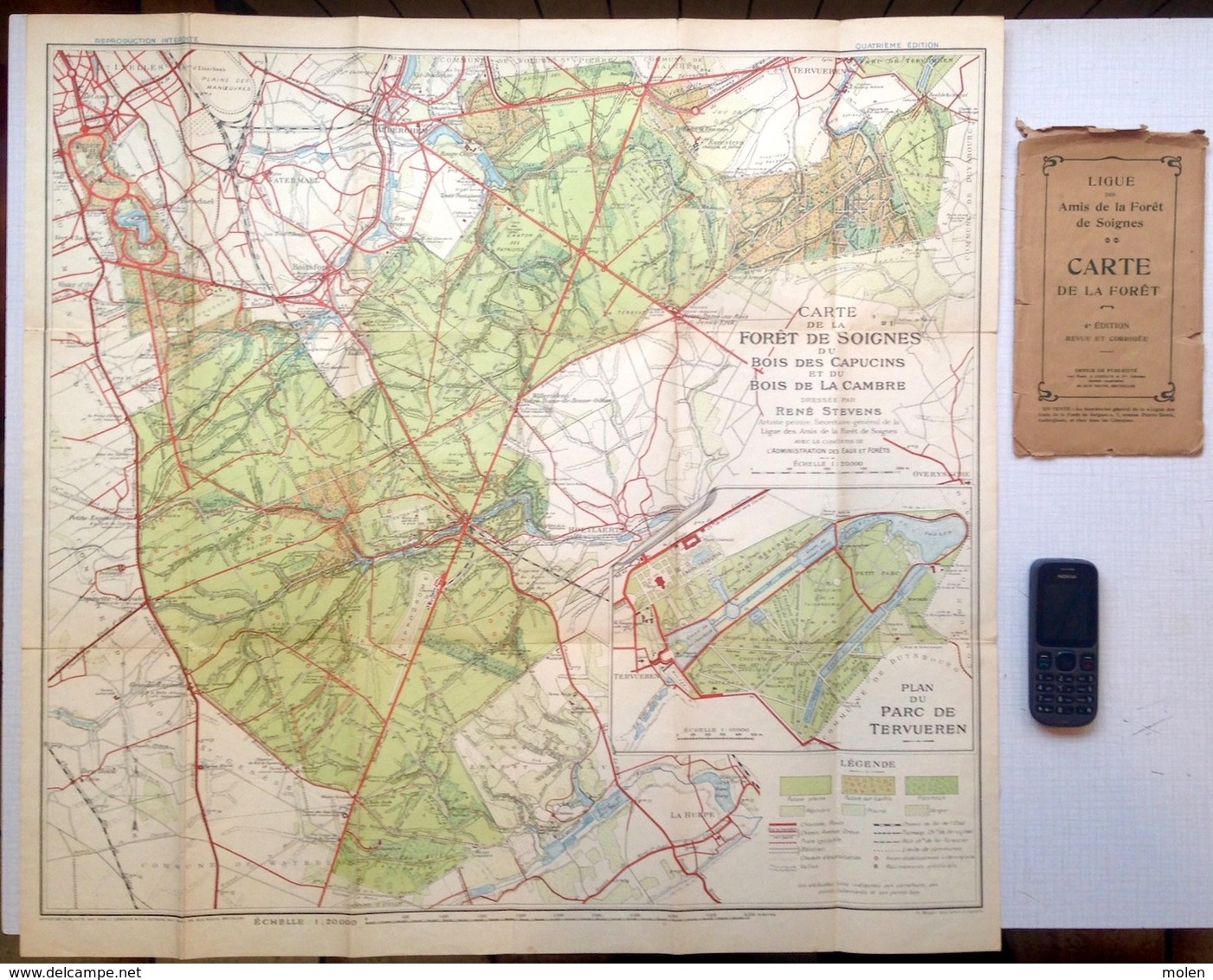 CARTE FORET DE SOIGNES BOIS DE LA CAMBRE PARC DE TERVUEREN IXELLES WATERMAEL BOITSFORT AUDERGHEM LA HULPE HOEILAART R440 - Foreste, Parchi, Giardini