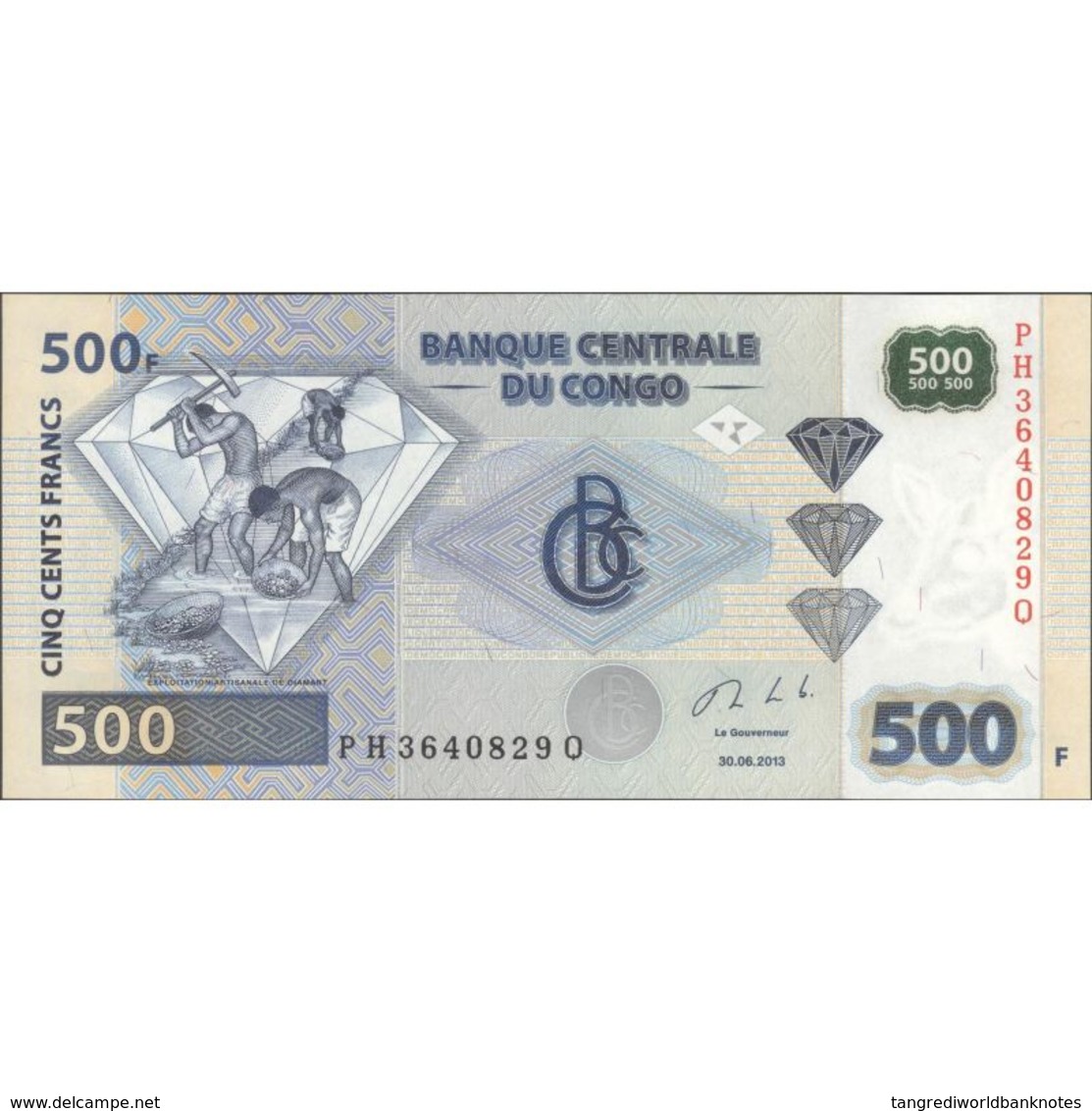 TWN - CONGO DEM. REP. 96b - 500 Francs 30.6.2013 PH XXXXXXX Q - Printer: Giesecke & Devrient, Germany UNC - Repubblica Democratica Del Congo & Zaire