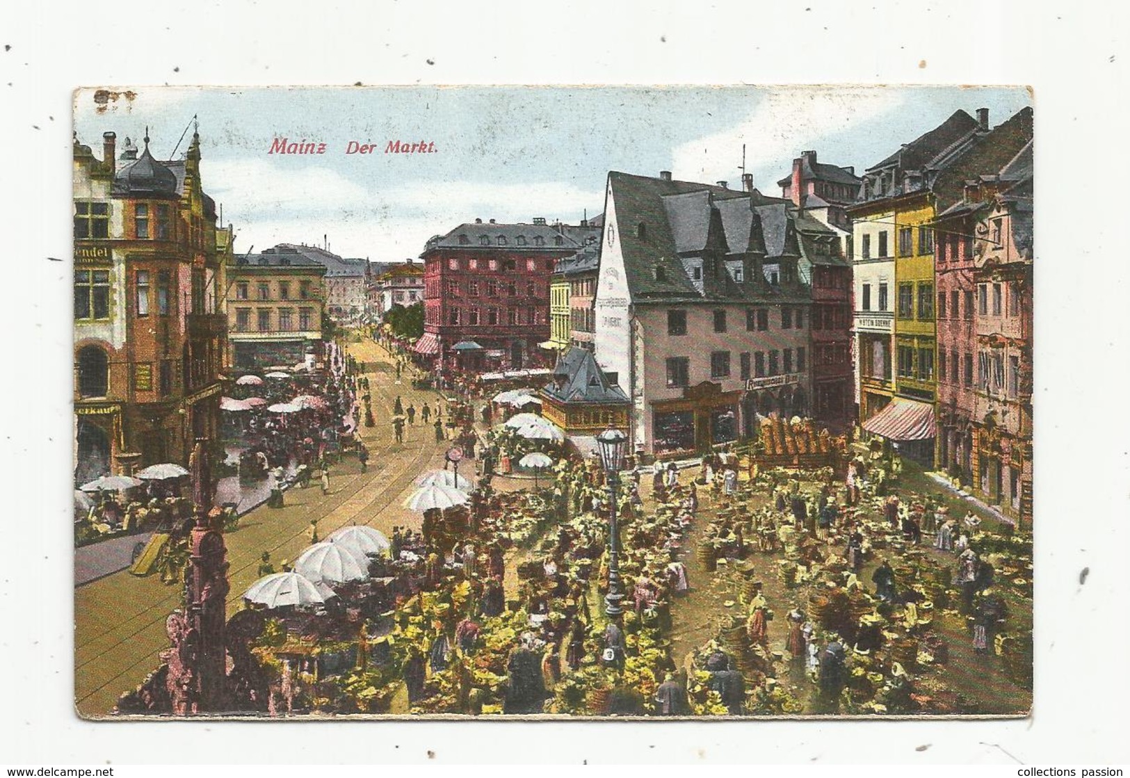 Cp  , Commerce ,marché , Der Markt ,Allemagne , MAINZ ,écrite 1929 - Markets