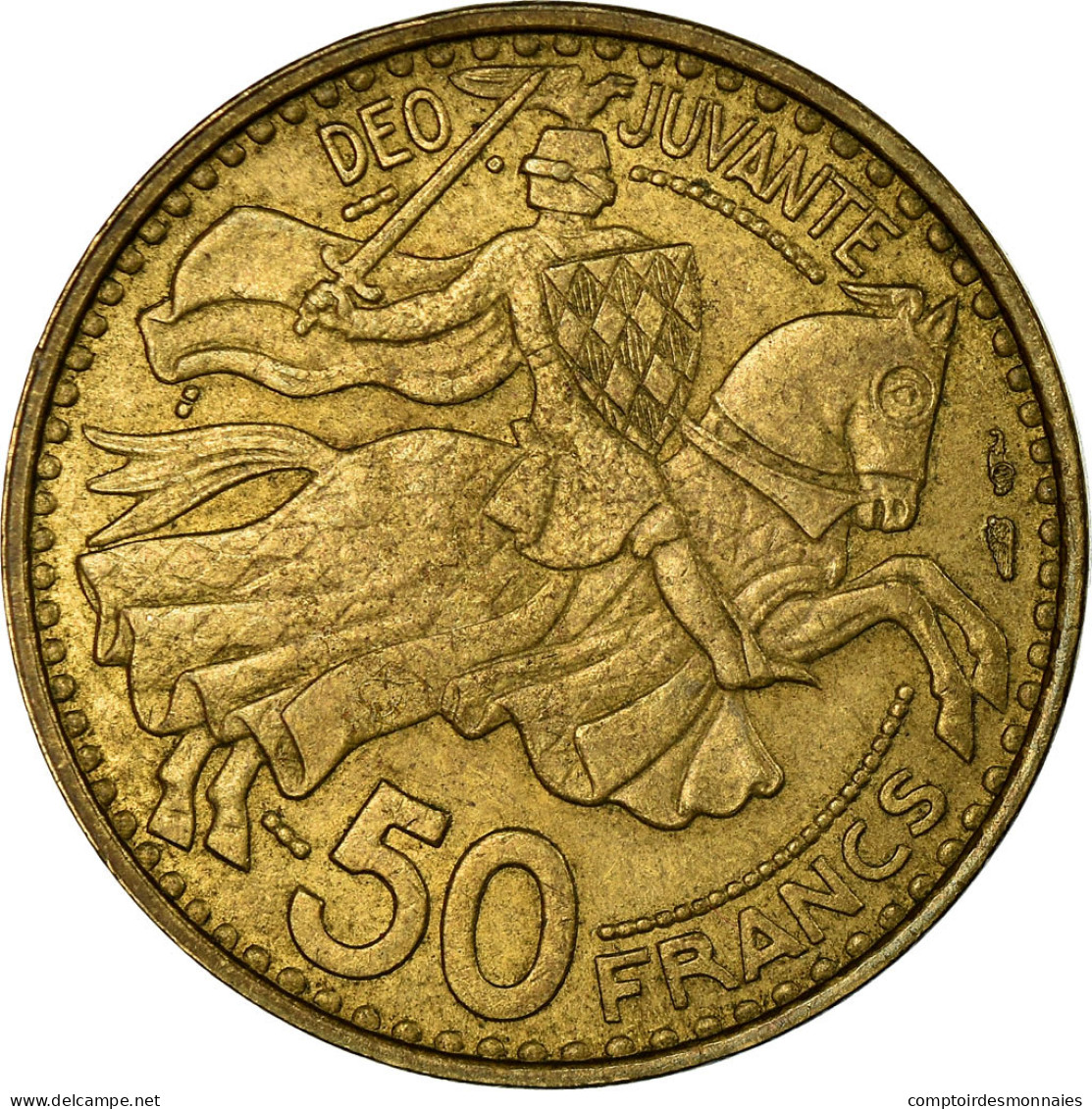 Monnaie, Monaco, Rainier III, 50 Francs, Cinquante, 1950, TTB, Aluminum-Bronze - 1949-1956 Francos Antiguos