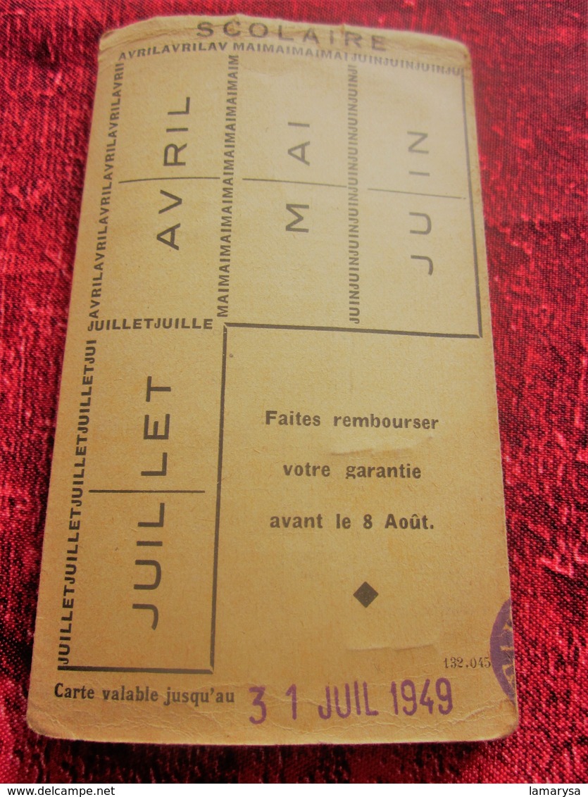 1948/49 LYON BELLECOURT ​​​​​​​3 RENARDS Titre De Transport  Lyonnais Tickets Plusieurs Voyages Omnibus-Tramway-Railway - Europe