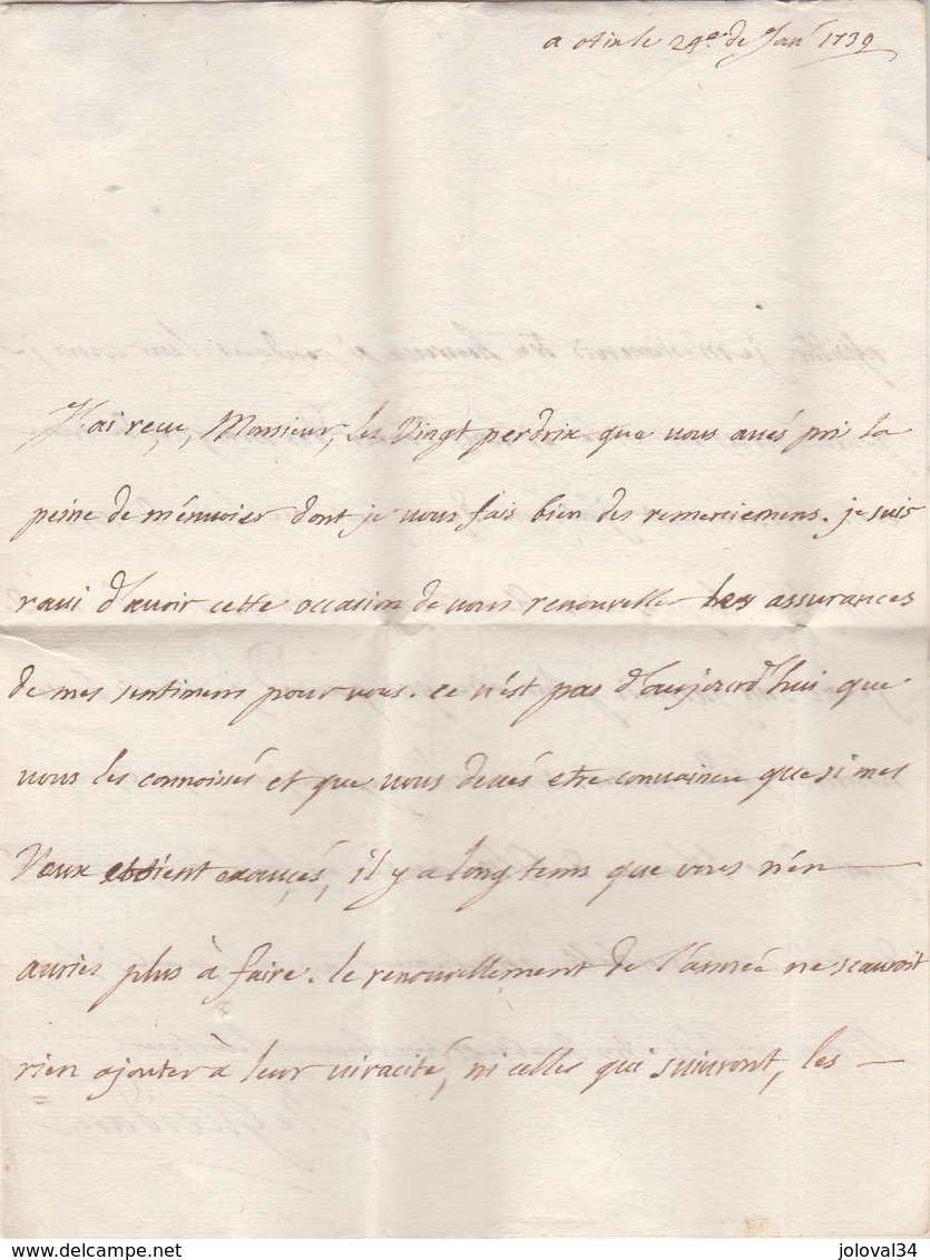 Lettre Sans Marque Postale Taxe Manuscrite 1 D' Aix  Bouches Du Rhône 29/1/1739 à Gordes Vaucluse - 1701-1800: Précurseurs XVIII