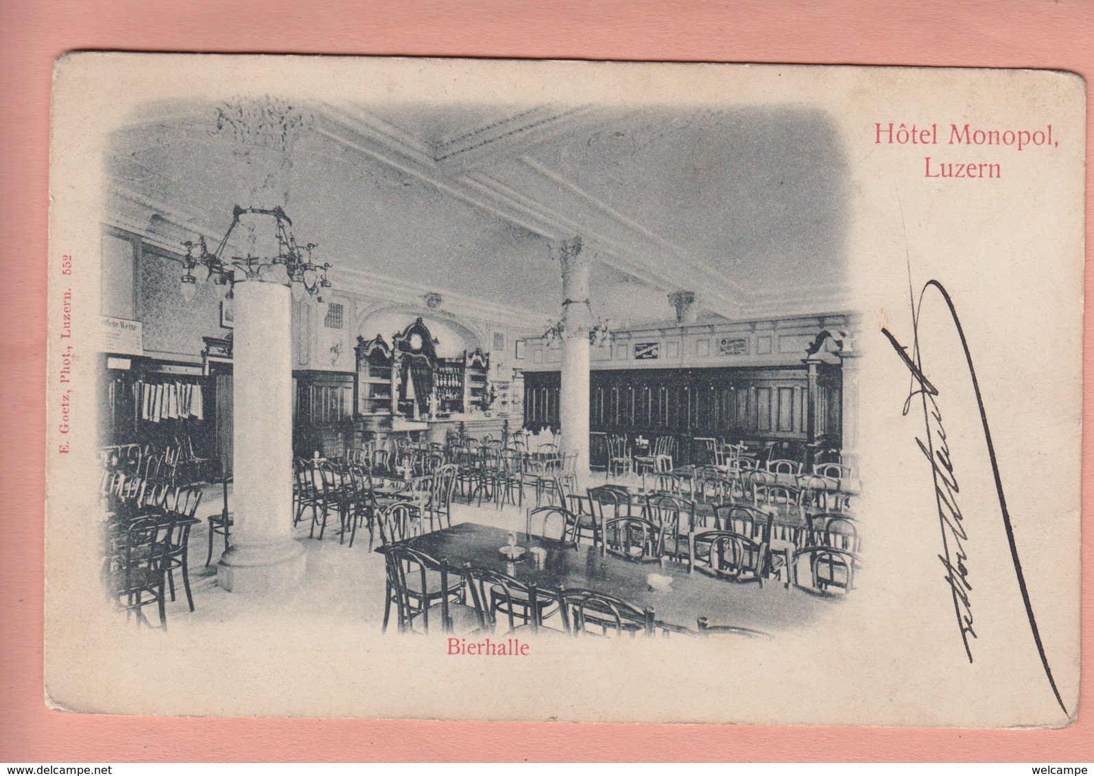 OLD POSTCARD - SWITZERLAND - SCHWEIZ - SUISSE -    LUZERN - BIERHALLE - HOTEL MONOPOL  1903 - Luzern