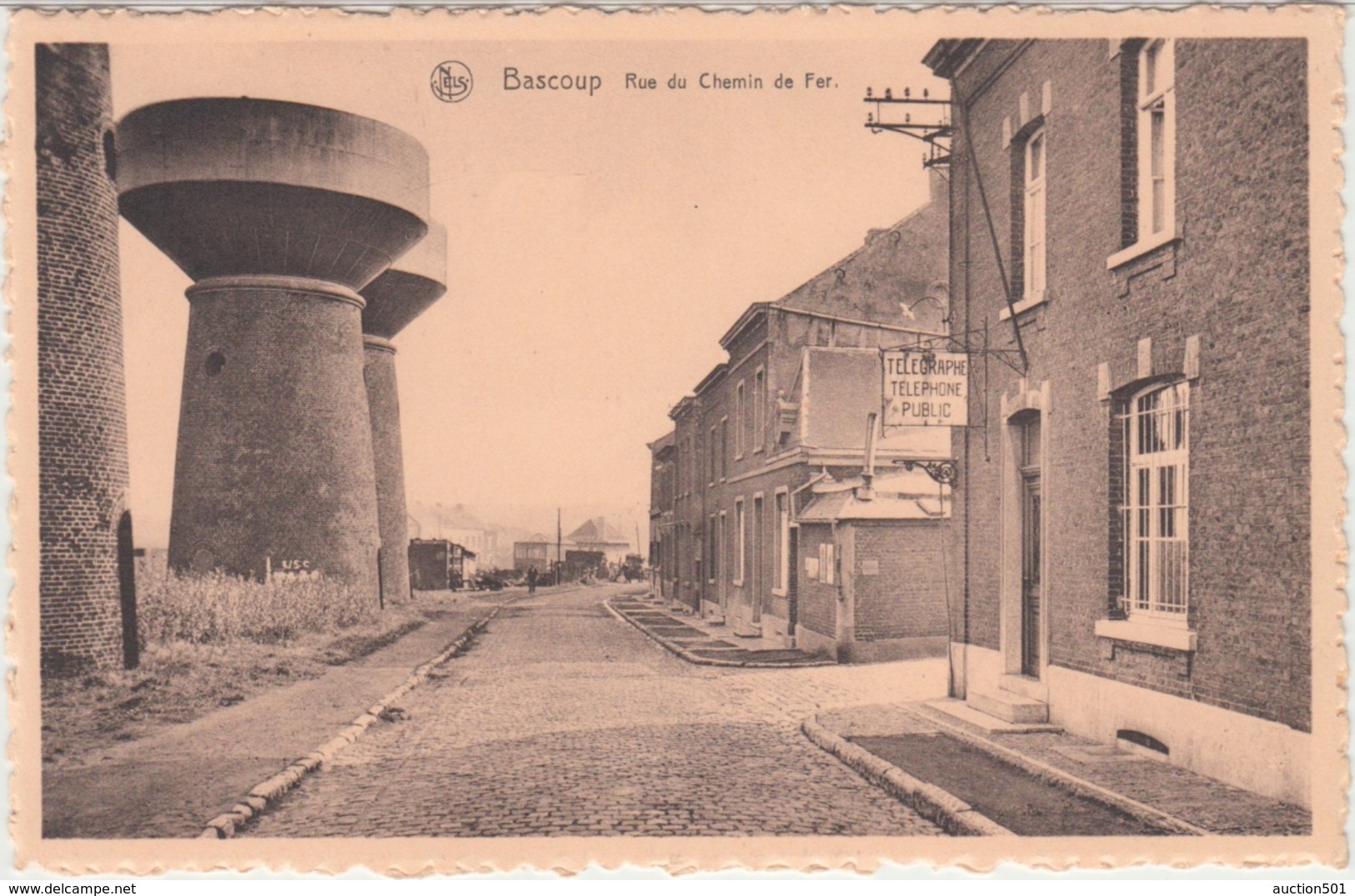 28809g  RUE DU CHEMIN DE FER - "TELEGRAPHE TELEPHONE PUBLIQUE" - Bascoup - Chapelle-lez-Herlaimont