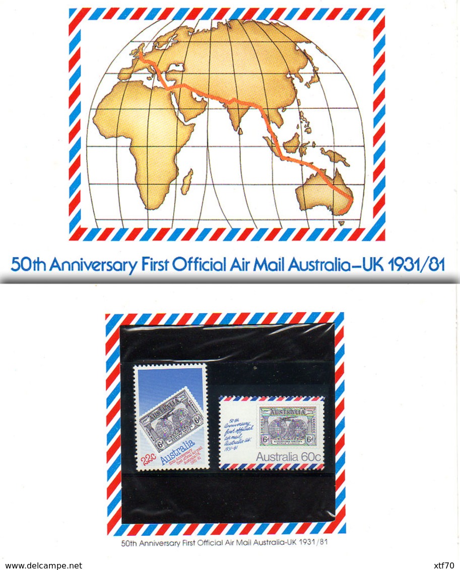 AUSTRALIA 1981 50th Anniversary First Official Air Mail To UK Presentation Pack - Presentation Packs