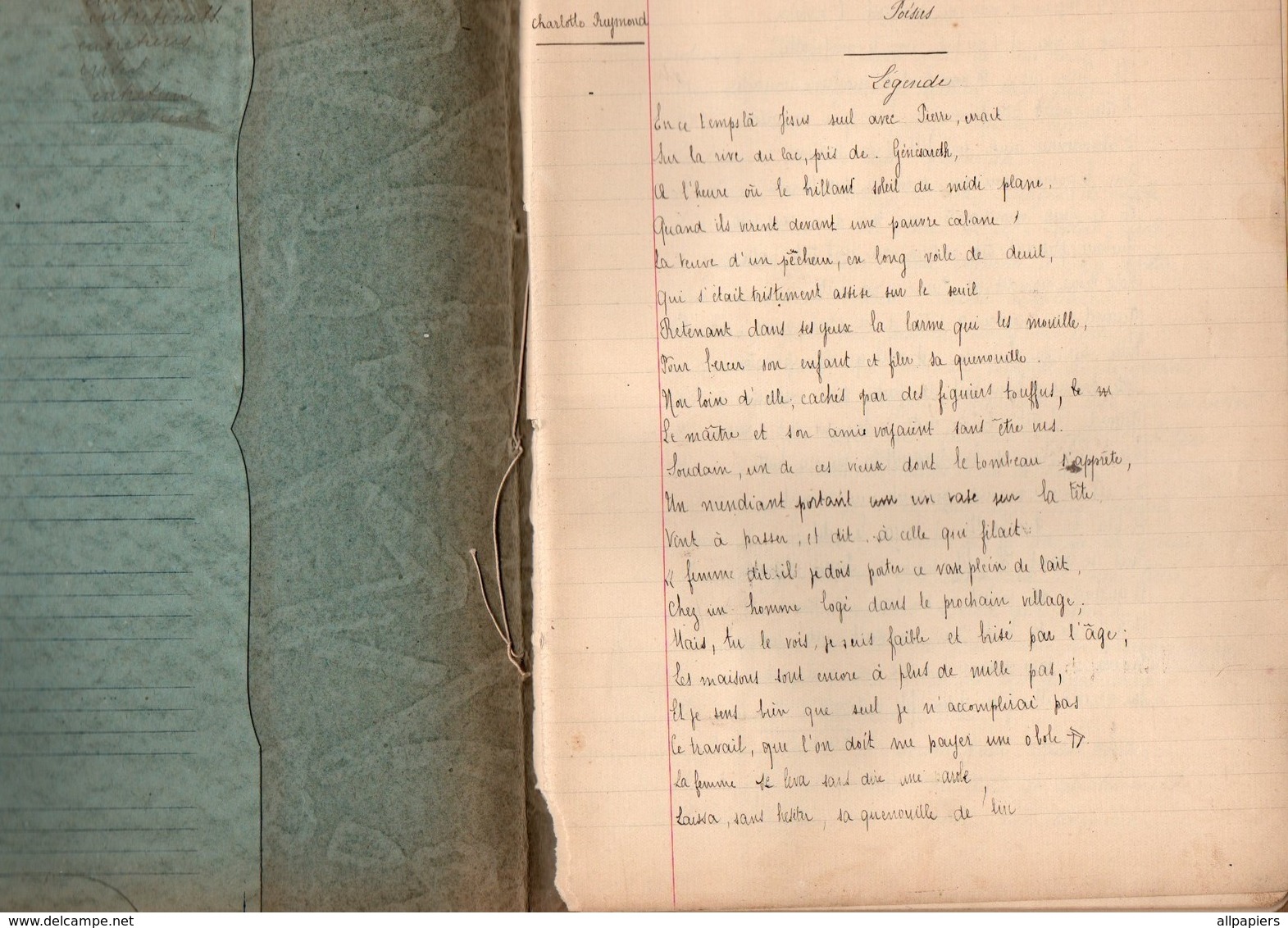 Protège-Cahier Tongimed Année Scolaire 1911-1912 Avec Cahier à L'intérieur Détaché Des Ficelles De Maintien - Protège-cahiers