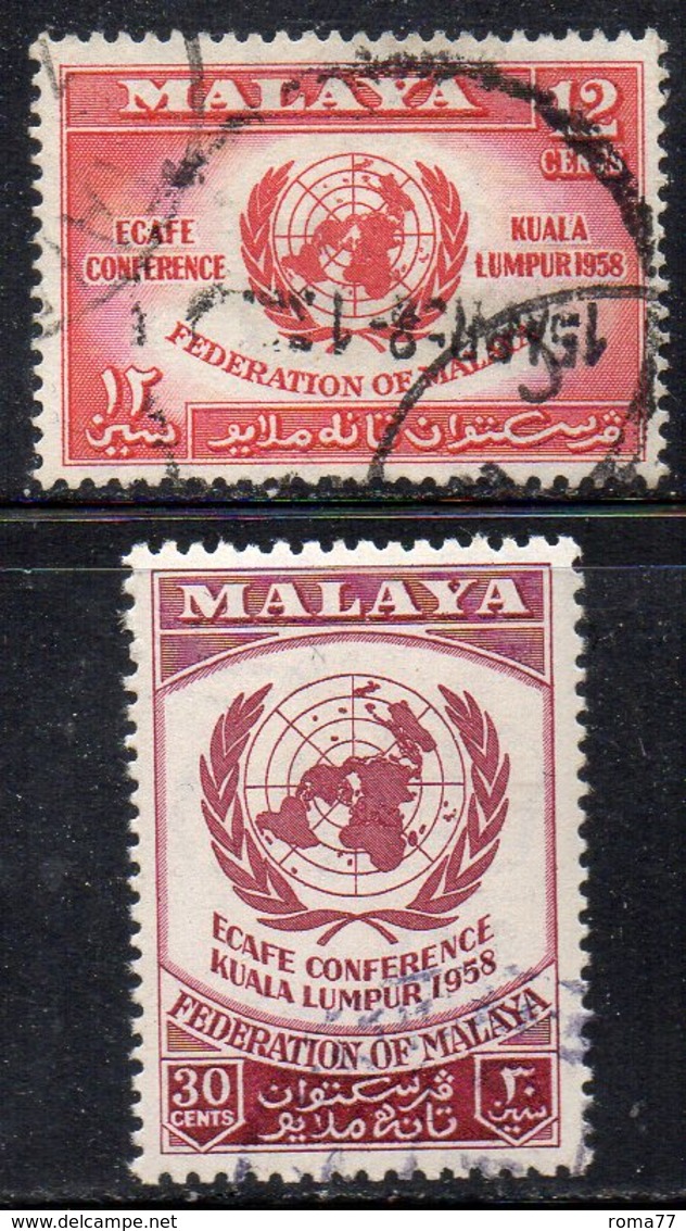 Y363 - MALAYA Federation 1958, Yvert N. 85/86  Usata  (2380A) - Federation Of Malaya