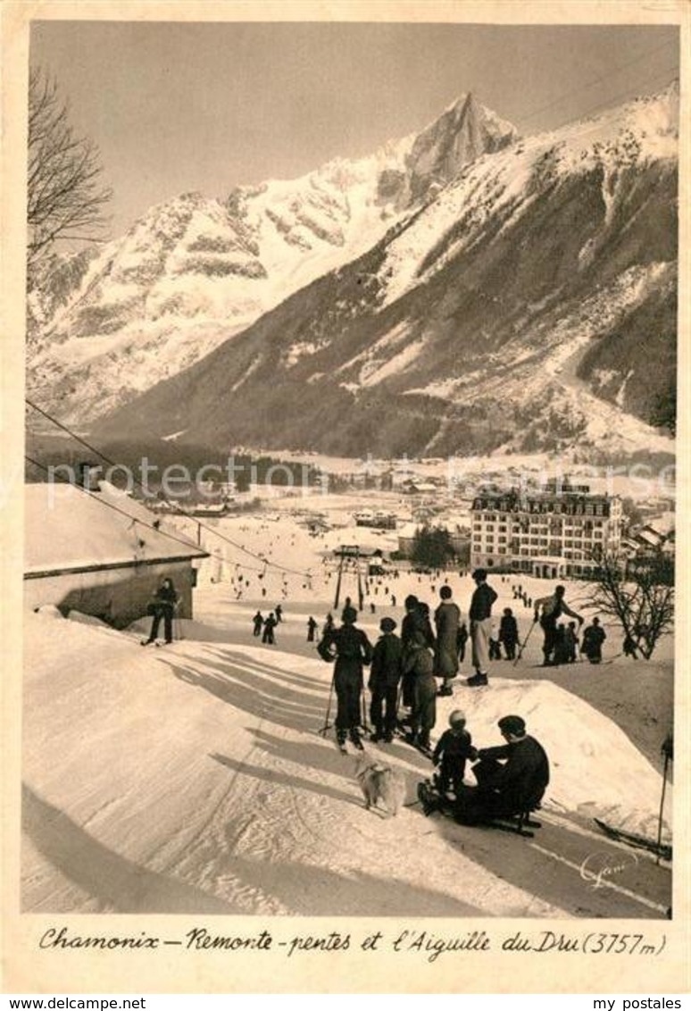 12976603 Chamonix Remonte Pentes Et L'Aiguille Du Dru Wintersportplatz Alpen Cha - Autres & Non Classés