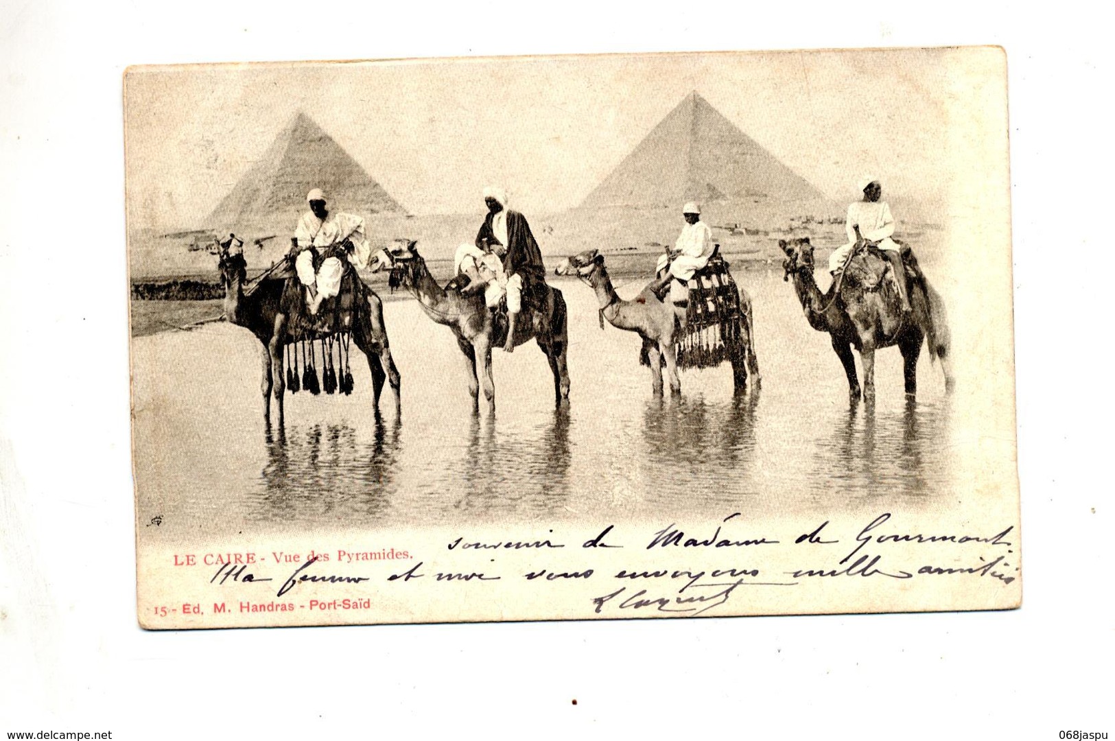 Carte Le Caire Pyramide Chameau  Cachet Maritime   Timbre Oté - Le Caire