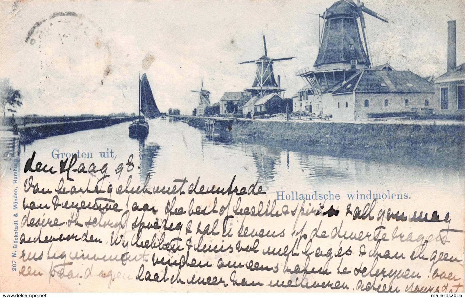 HOLLANDSCHE WINDMOLENS - POSTED IN DECEMBER 1898 ~ AN EARLY 1890's -1901 VINTAGE POSTCARD  #21347 - Autres & Non Classés