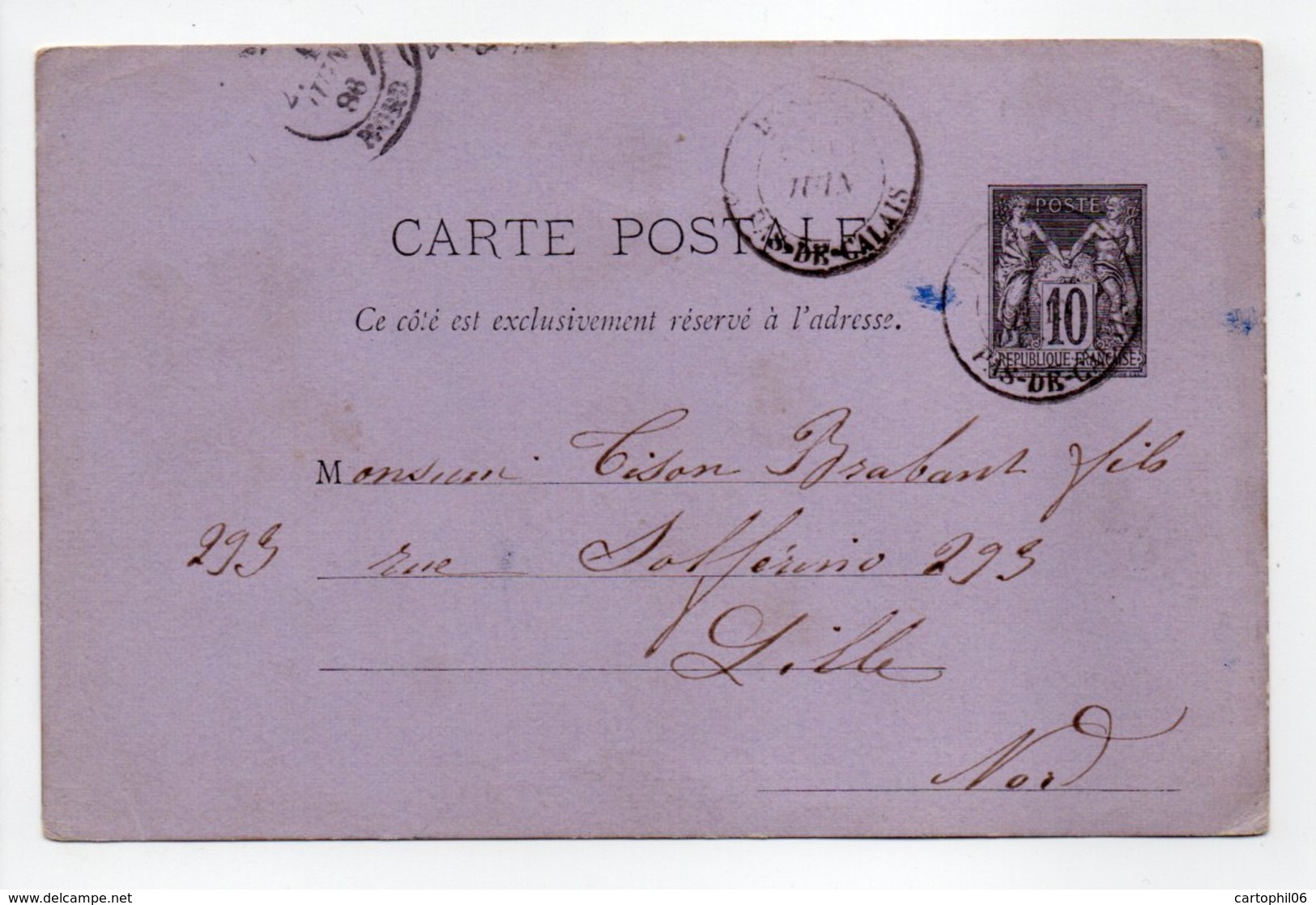 - CARTE POSTALE ÉPICERIE DU BON MARCHÉ, SÉRÉ-FOURNIER, DESVRES (Pas-de-Calais) Pour LILLE (Nord) 11.6.1886 - - Cartes Postales Types Et TSC (avant 1995)