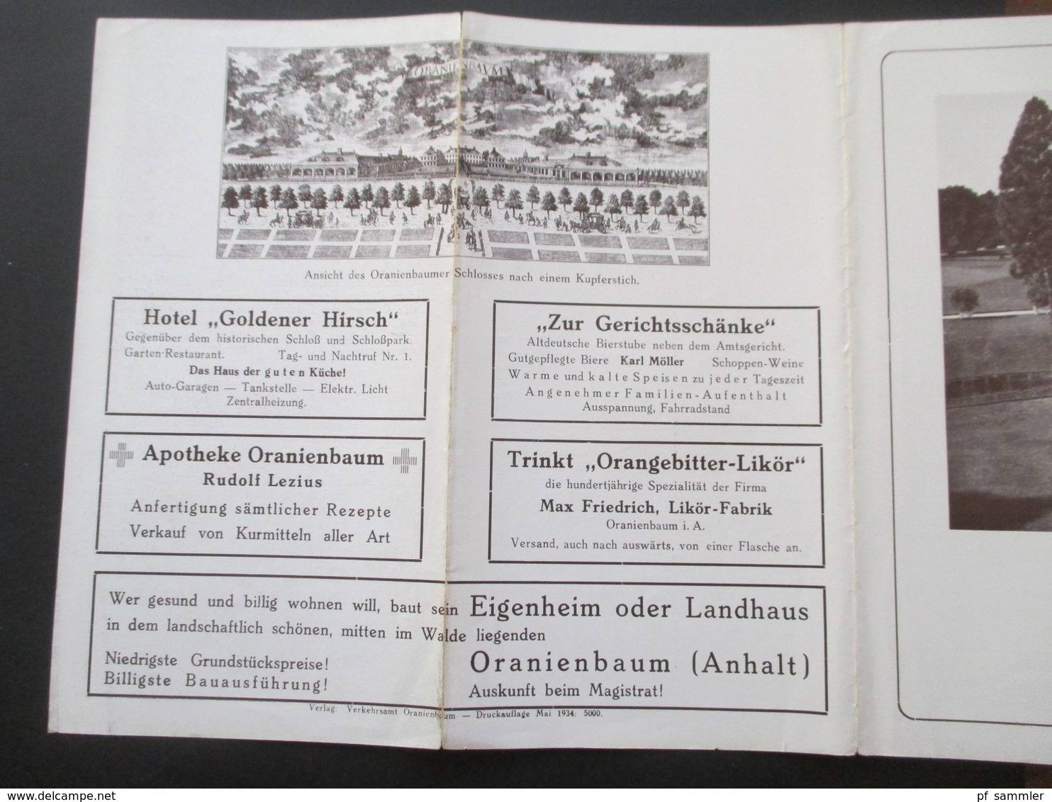 Deutsches Reich 1934 Faltprospekt Oranienbaum Mit Reklame U.a. Vekehrs Lokal Der NSDAP - Dépliants Touristiques