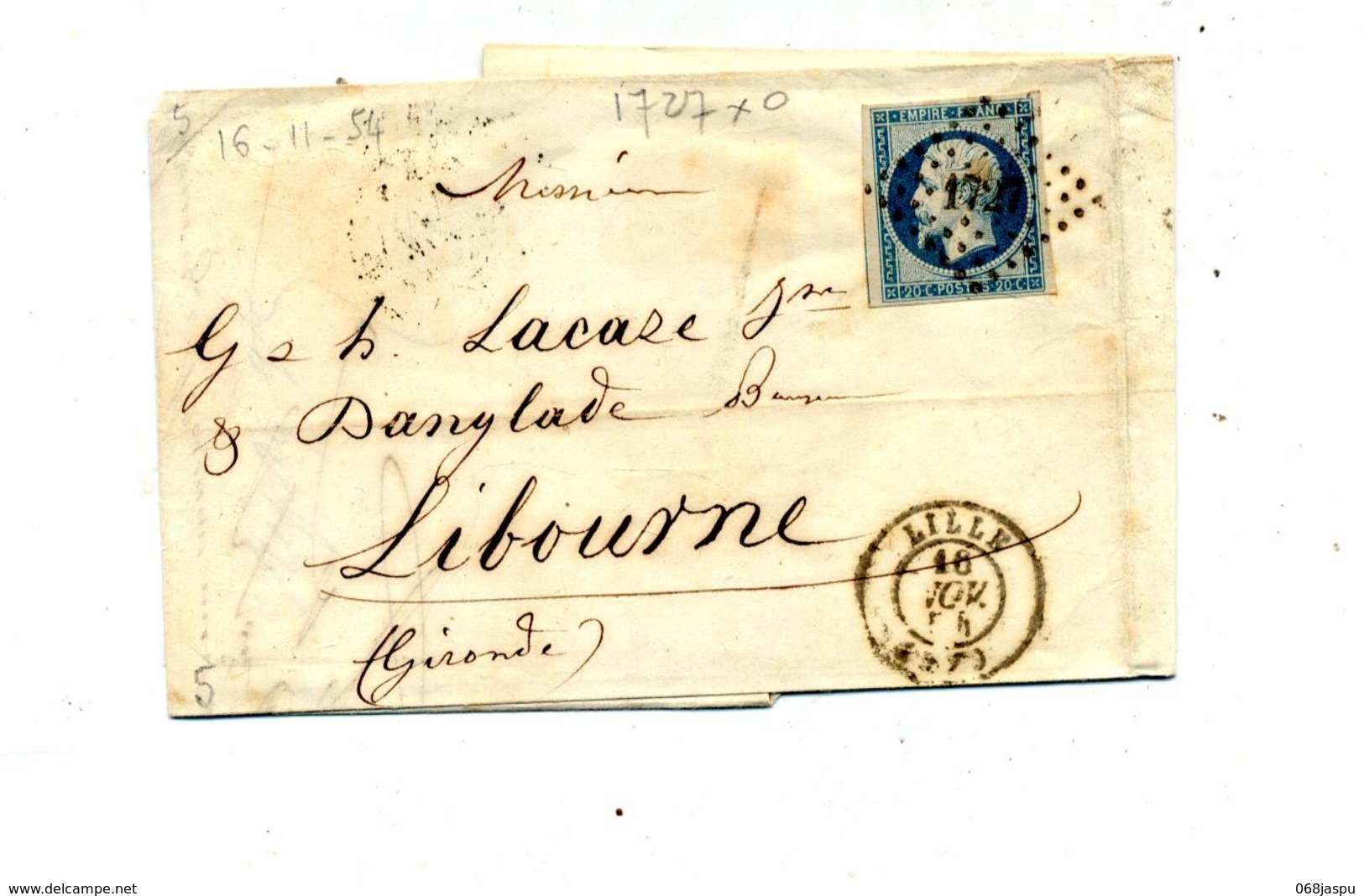 Lettre Cachet Losange  Lille Sur Napoleon + Paris - 1849-1876: Période Classique