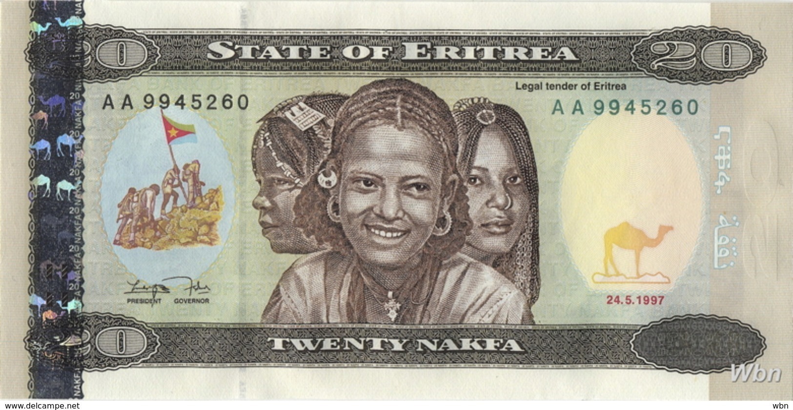 Erythrée 20 Nakfa (P4) 1997 (Pref: AA) -UNC- - Erythrée