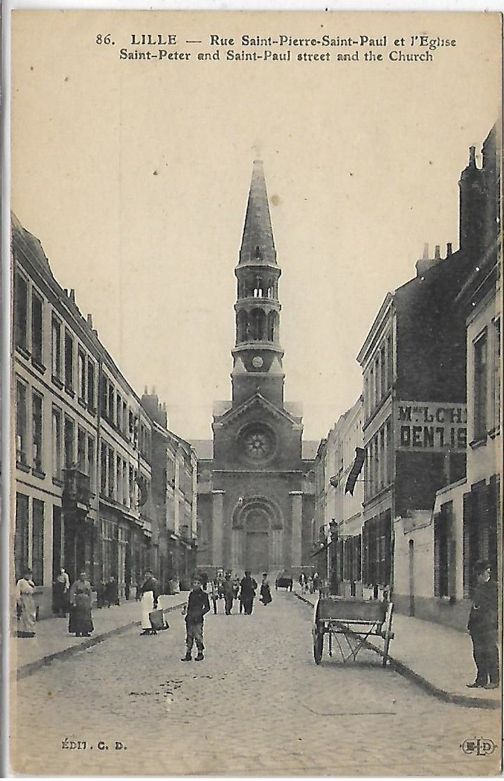 59, Nord, LILLE, Rue Saint-Pierre-Saint-Paul Et L'Eglise, Scan Recto-Verso - Lille