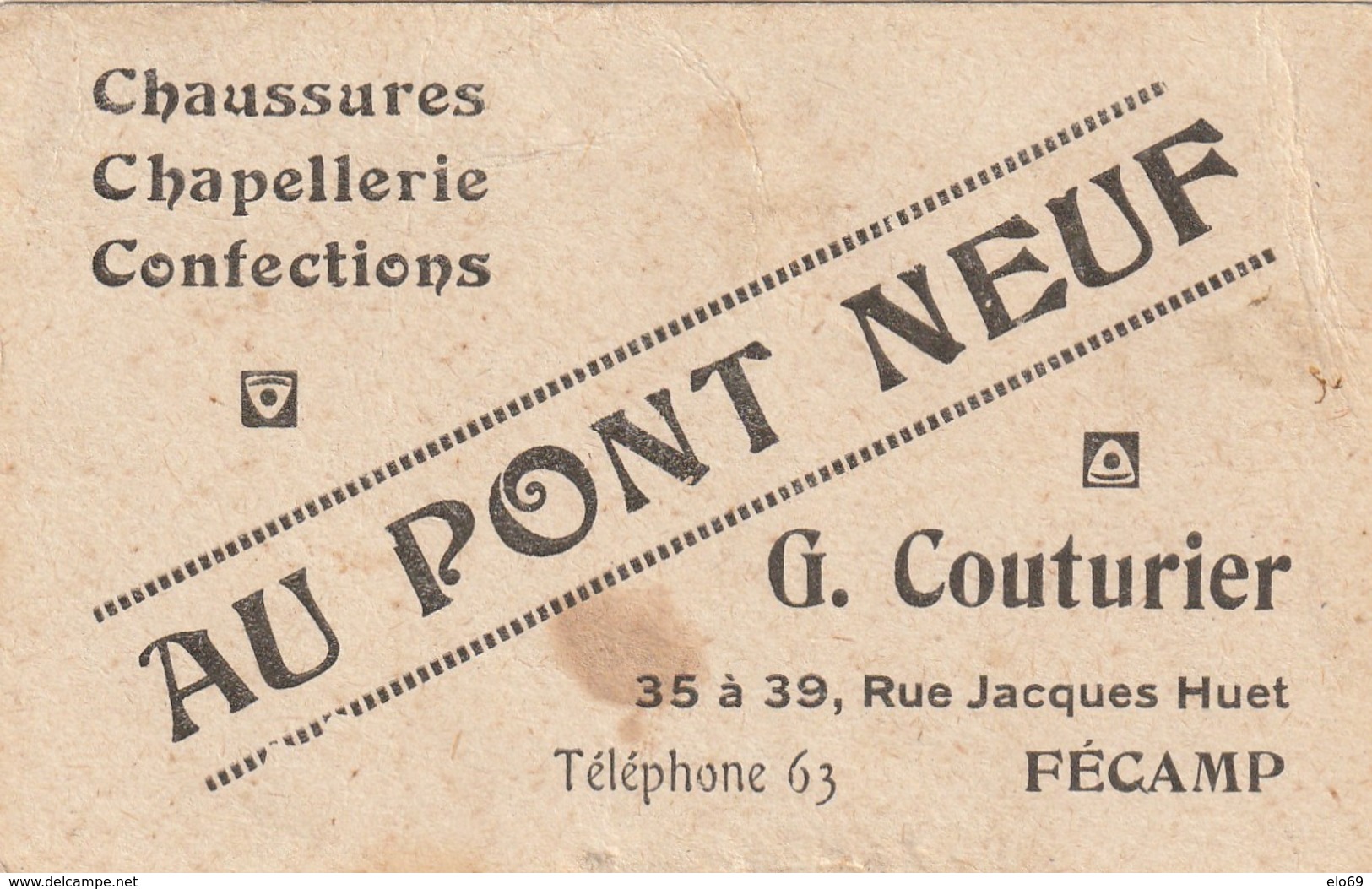 FECAMP  CHROMO  PUB : AU PONT NEUF  G . Couturier  Rue Jacques Huet  ( La Chaise à Porteurs ) - Other & Unclassified