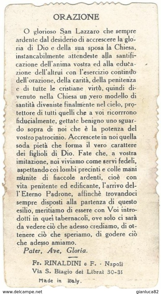 Lotto N. 3 Santini Fustellati San Lazzaro Con Orazione (313-315) - Devotieprenten