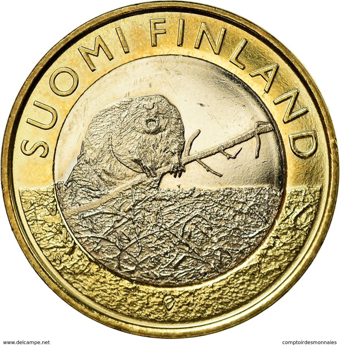 Finlande, 5 Euro, Le Castor En Satkunta, 2015, SUP, Bi-Metallic, KM:240 - Finlande
