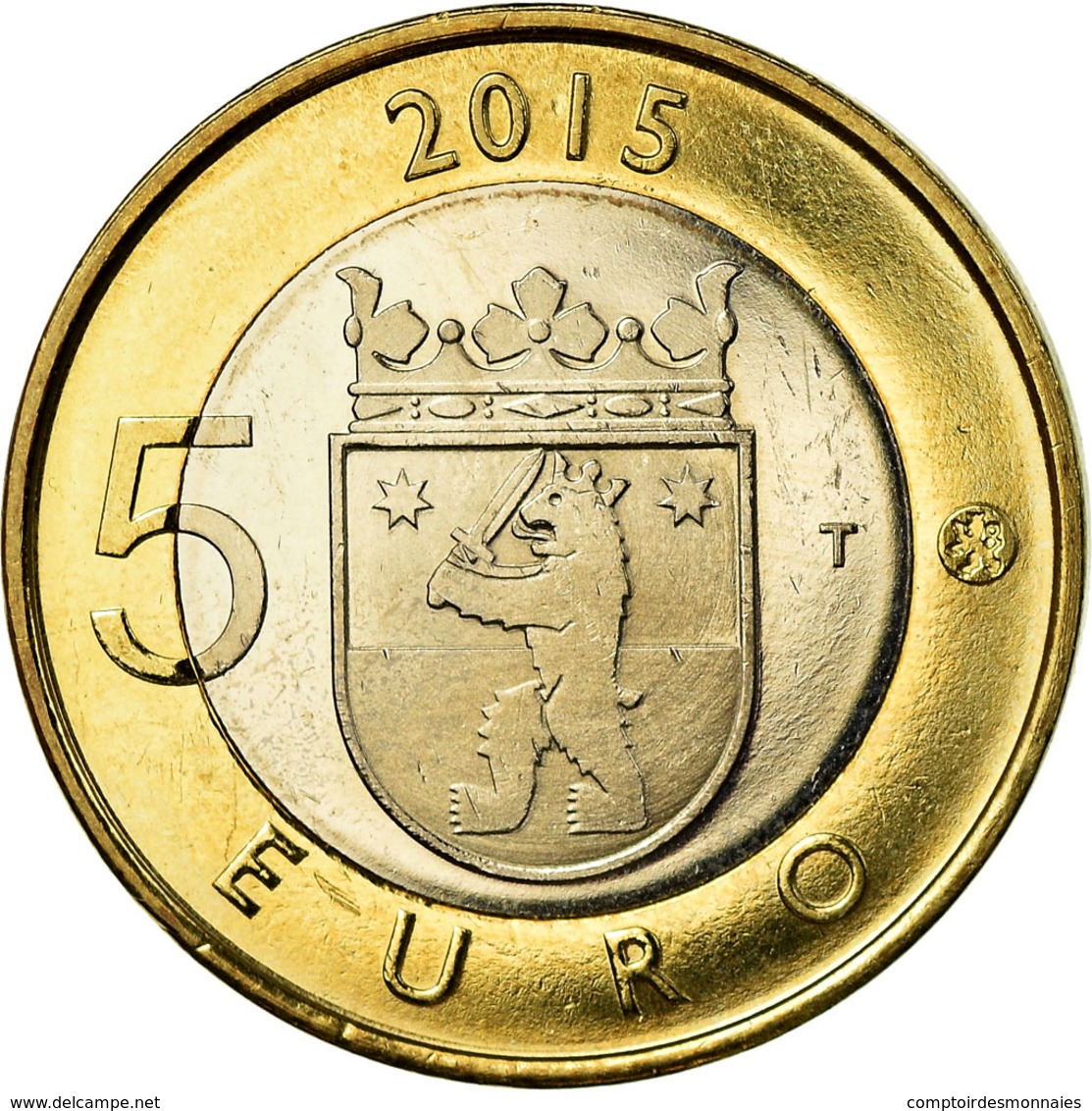 Finlande, 5 Euro, Le Castor En Satkunta, 2015, SUP, Bi-Metallic, KM:240 - Finlande