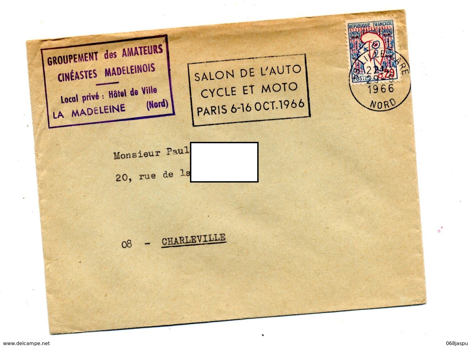 Lettre Flamme Lille Salon Auto Moto - Mechanical Postmarks (Advertisement)