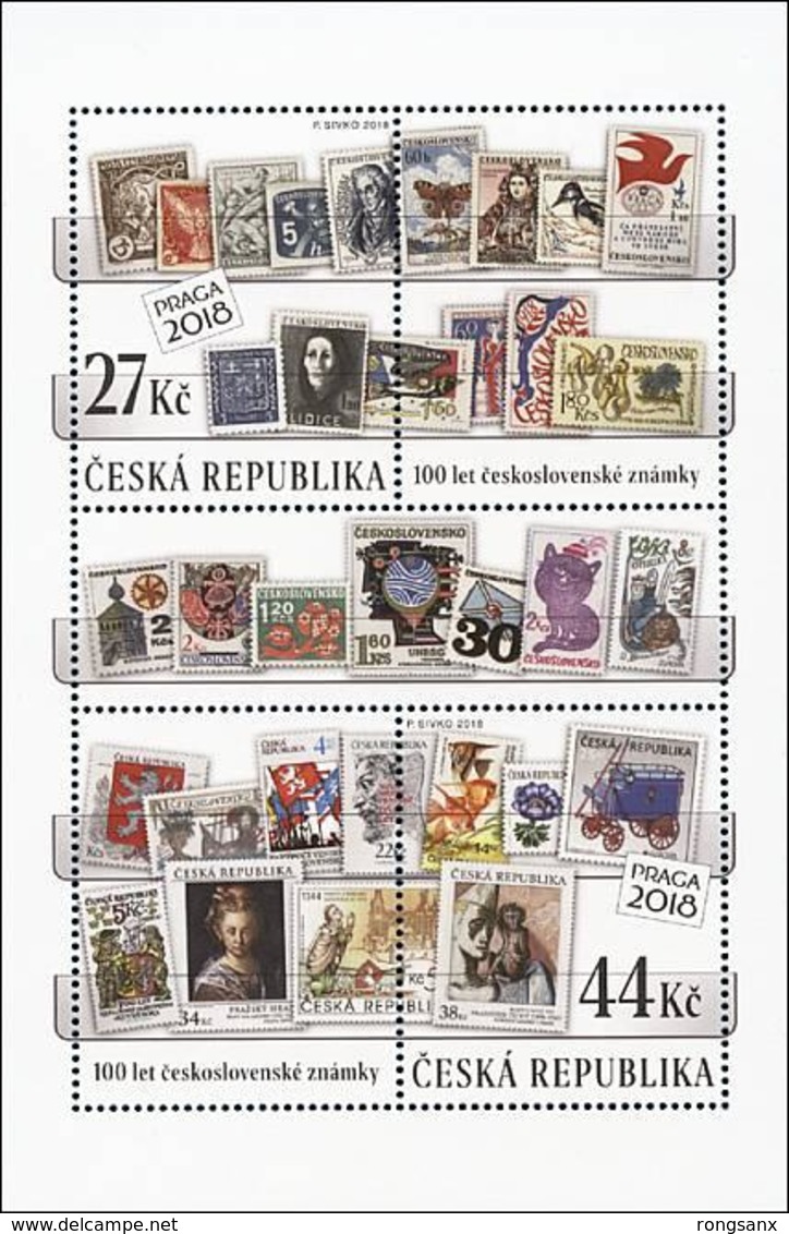 2018 CZECH Czechoslovak Stamps-100y. S/S Of 2v: 27, 44 - Blocks & Sheetlets