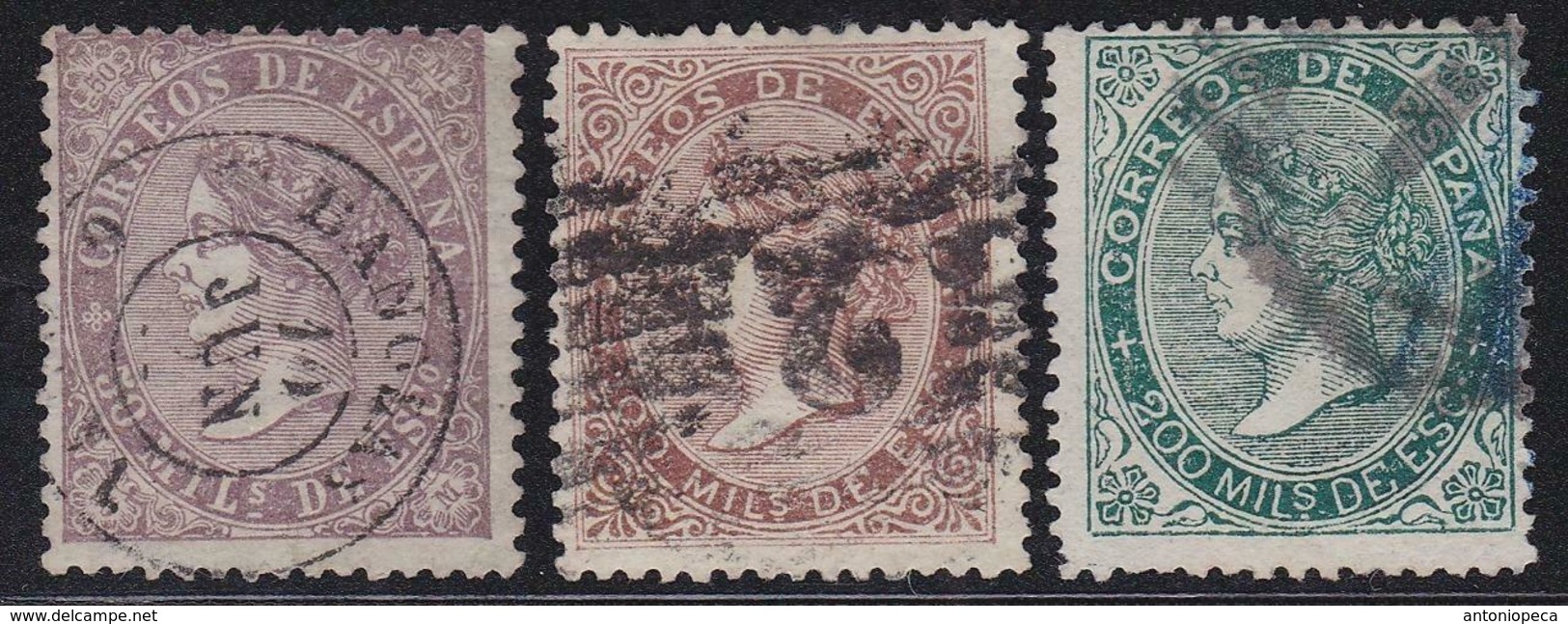 SPAIN 1868-69 / 50m, 100m And 200m Used VF - Used Stamps