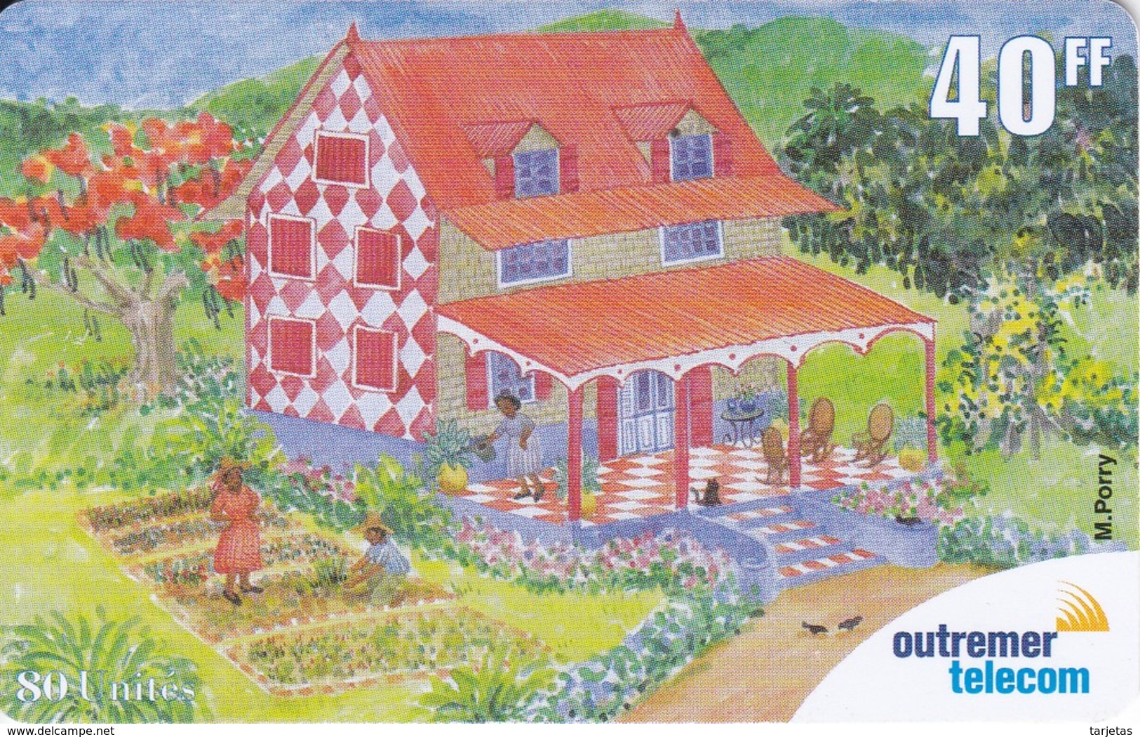 TARJETA DE ANTILLAS FRANCESAS DE 40 FF DE UNA PINTURA DE UNA CASA (OUTREMER TELECOM) - Antilles (Françaises)