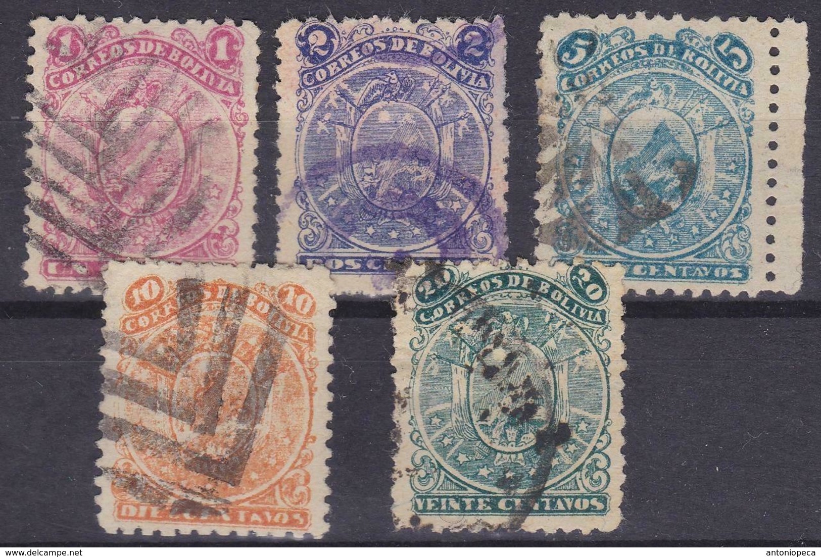 BOLIVIA 1893 Set Of 5v Used VF - Bolivia