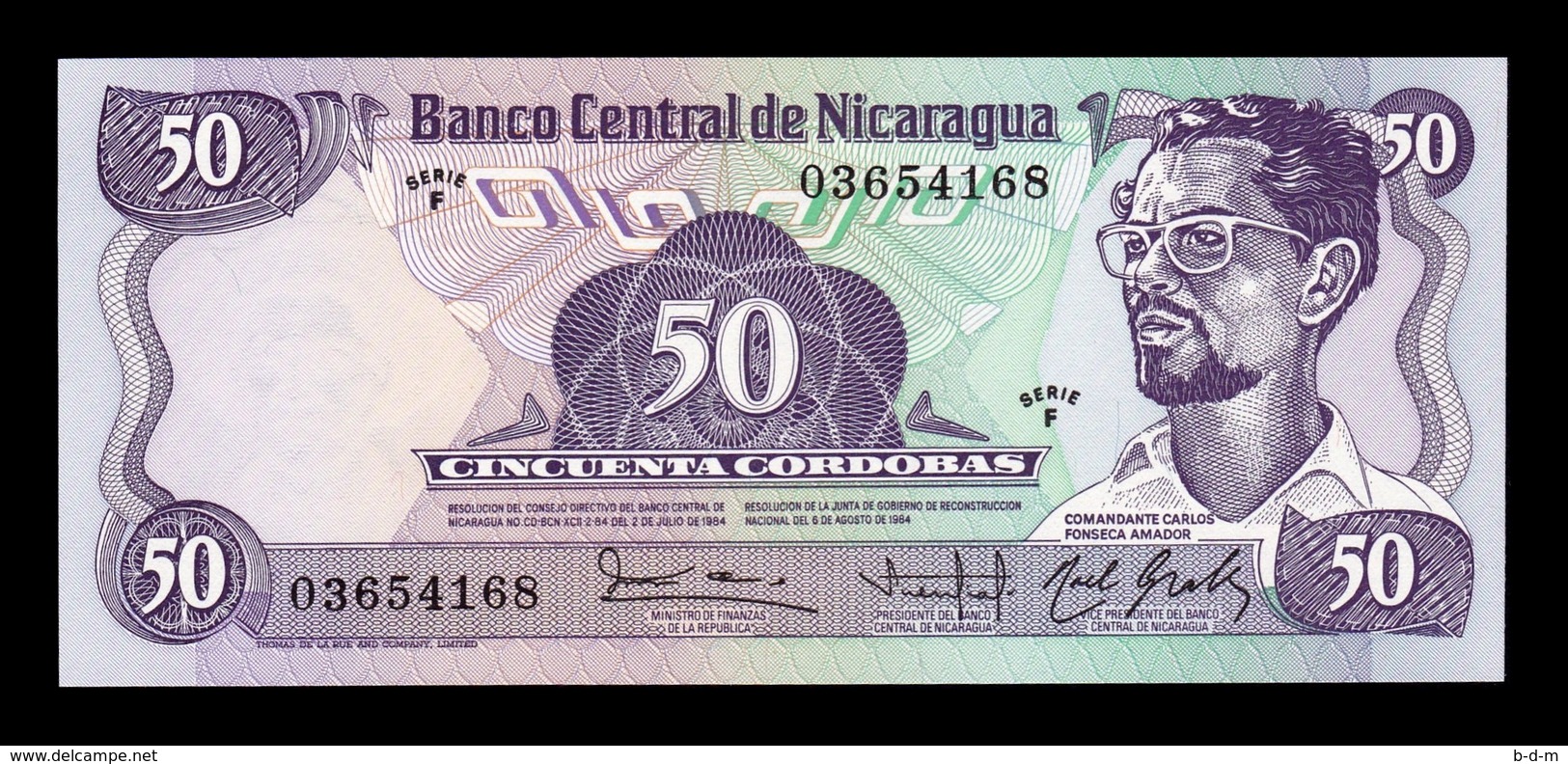 Nicaragua 50 Córdobas 1984 Pick 140 Serie F SC UNC - Nicaragua