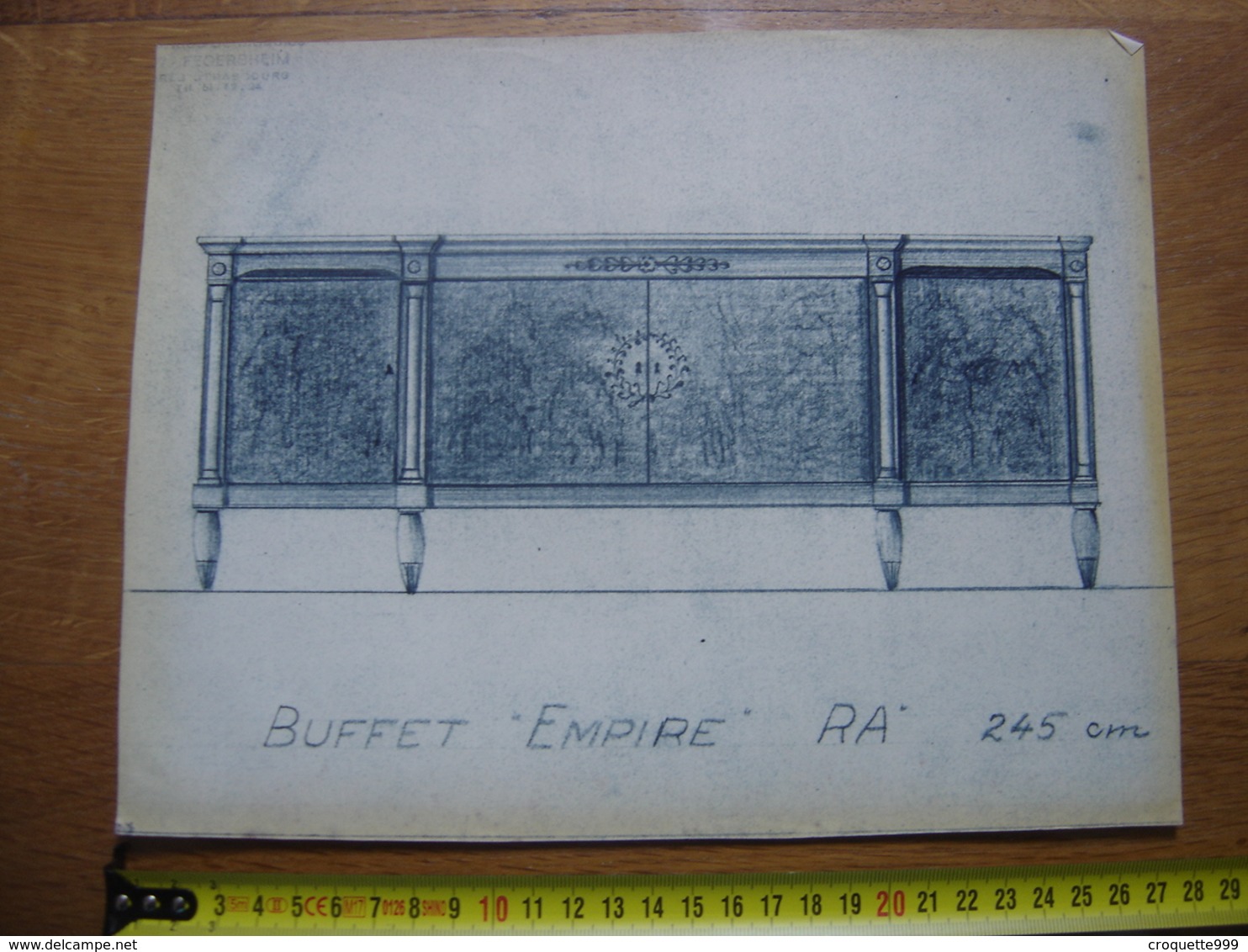 Planche Estampe MEUBLE MOBEL FURNITURE MOBILI Buffet Empire EHALT Strasbourg - Other Plans